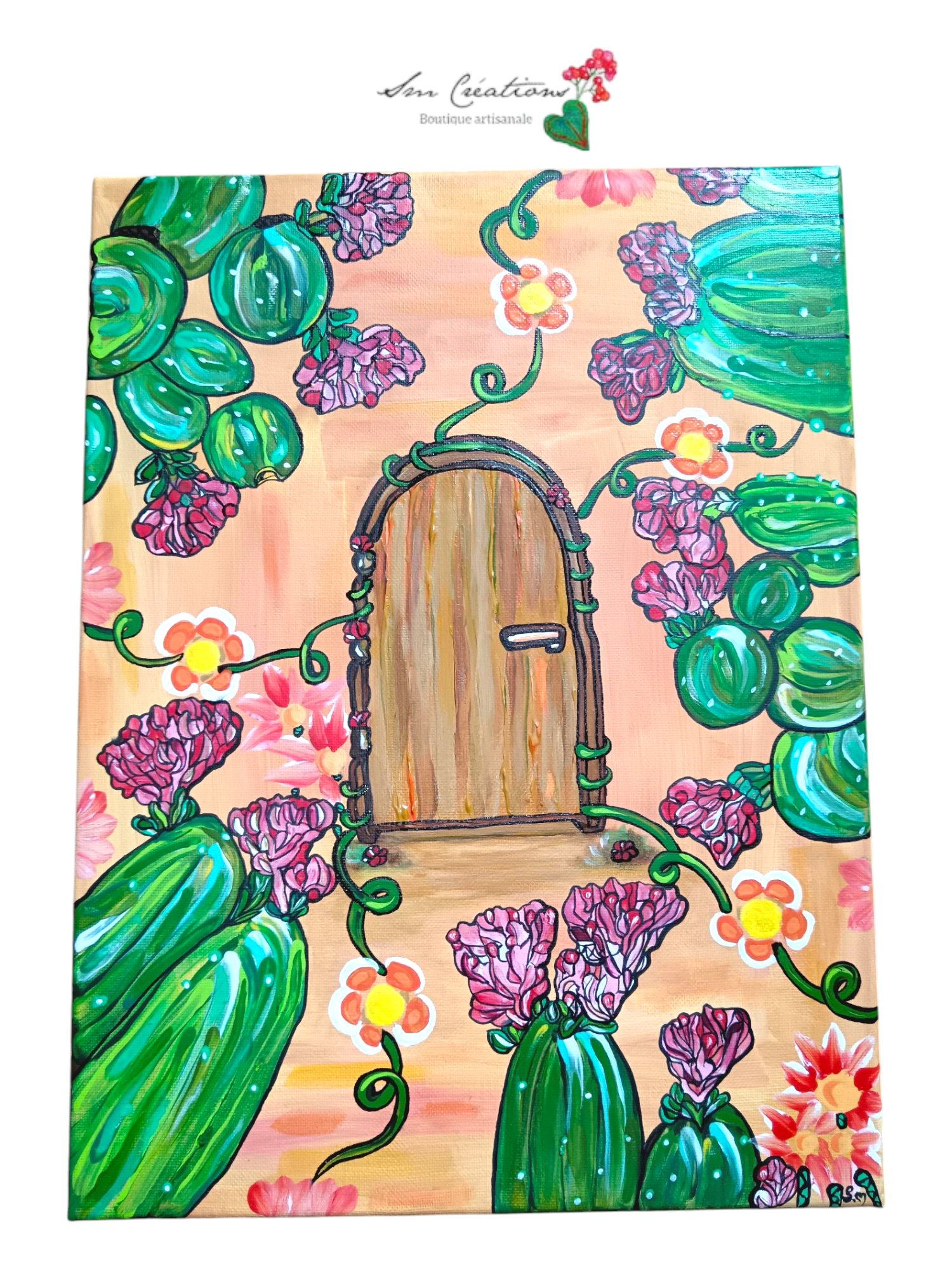 Toile Canva "La porte brune" Année 2025 Exemplaire unique signé Sm