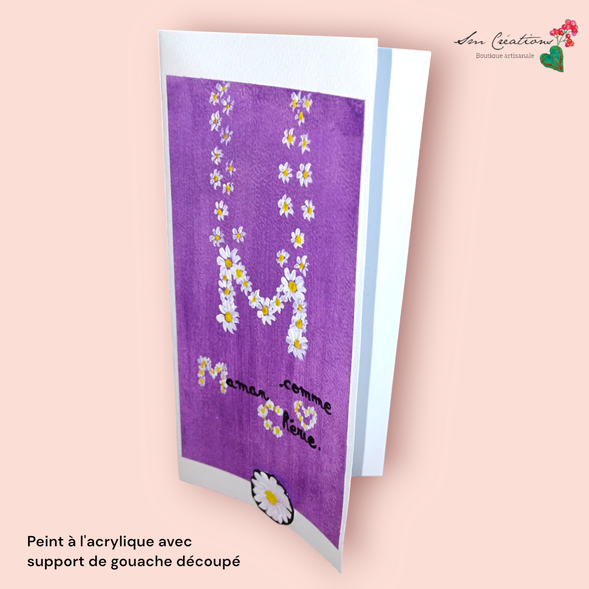 Carte de voeux artisanales fais main à l'acrylique "M comme Maman Chérie" Année 2025