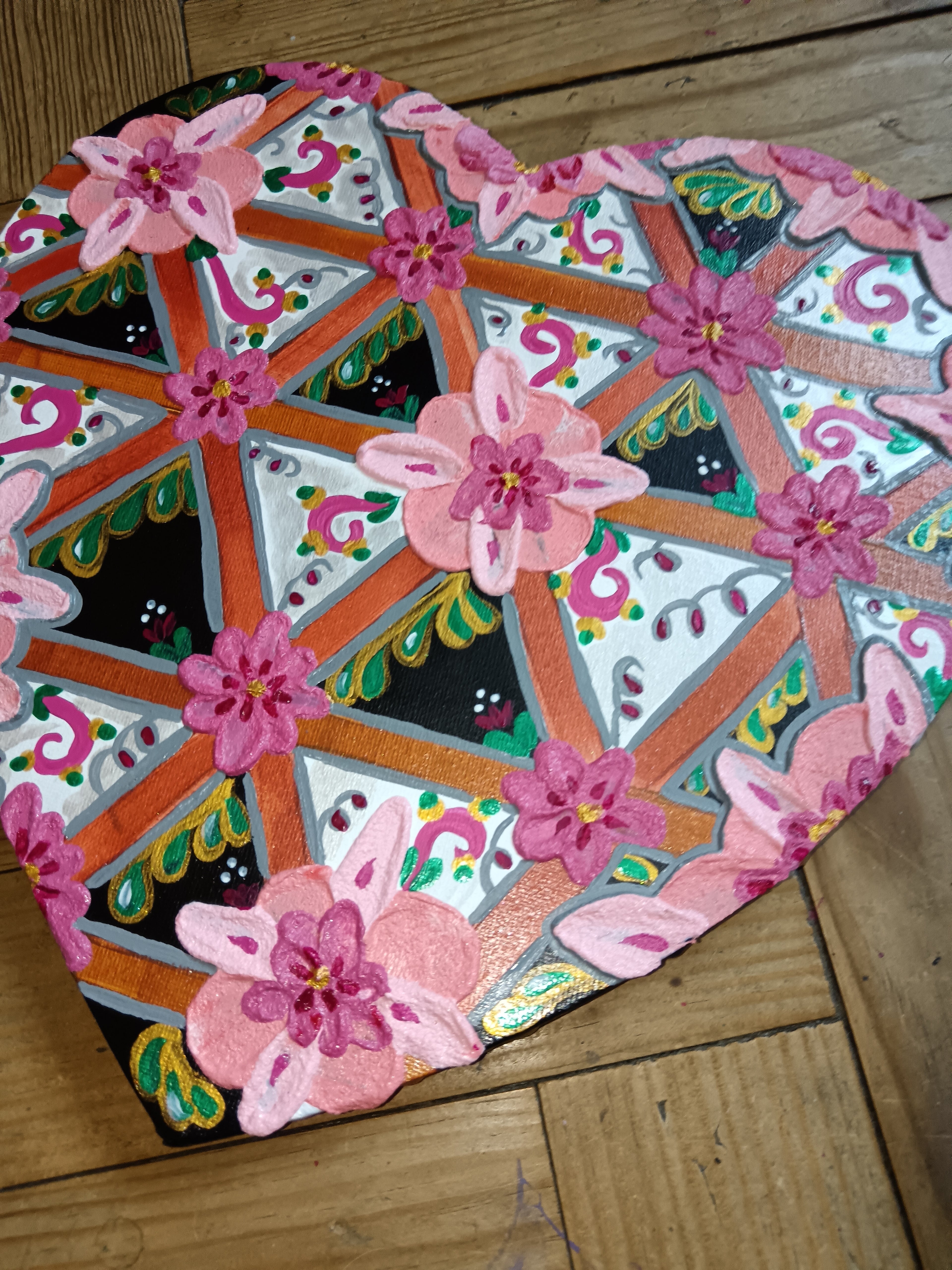 Tableau décoratif "Eclat de coeur" signé Sm - Année 2025