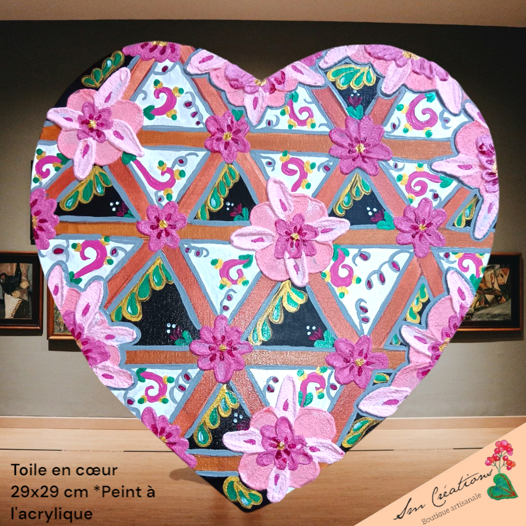 Tableau décoratif "Eclat de coeur" signé Sm - Année 2025
