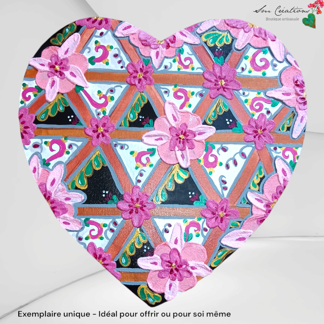 Tableau décoratif "Eclat de coeur" signé Sm - Année 2025