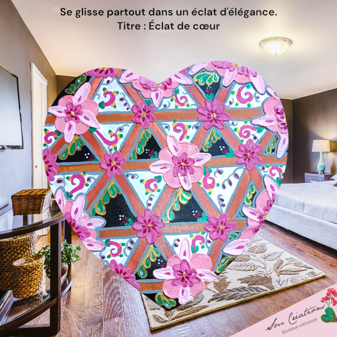 Tableau décoratif "Eclat de coeur" signé Sm - Année 2025