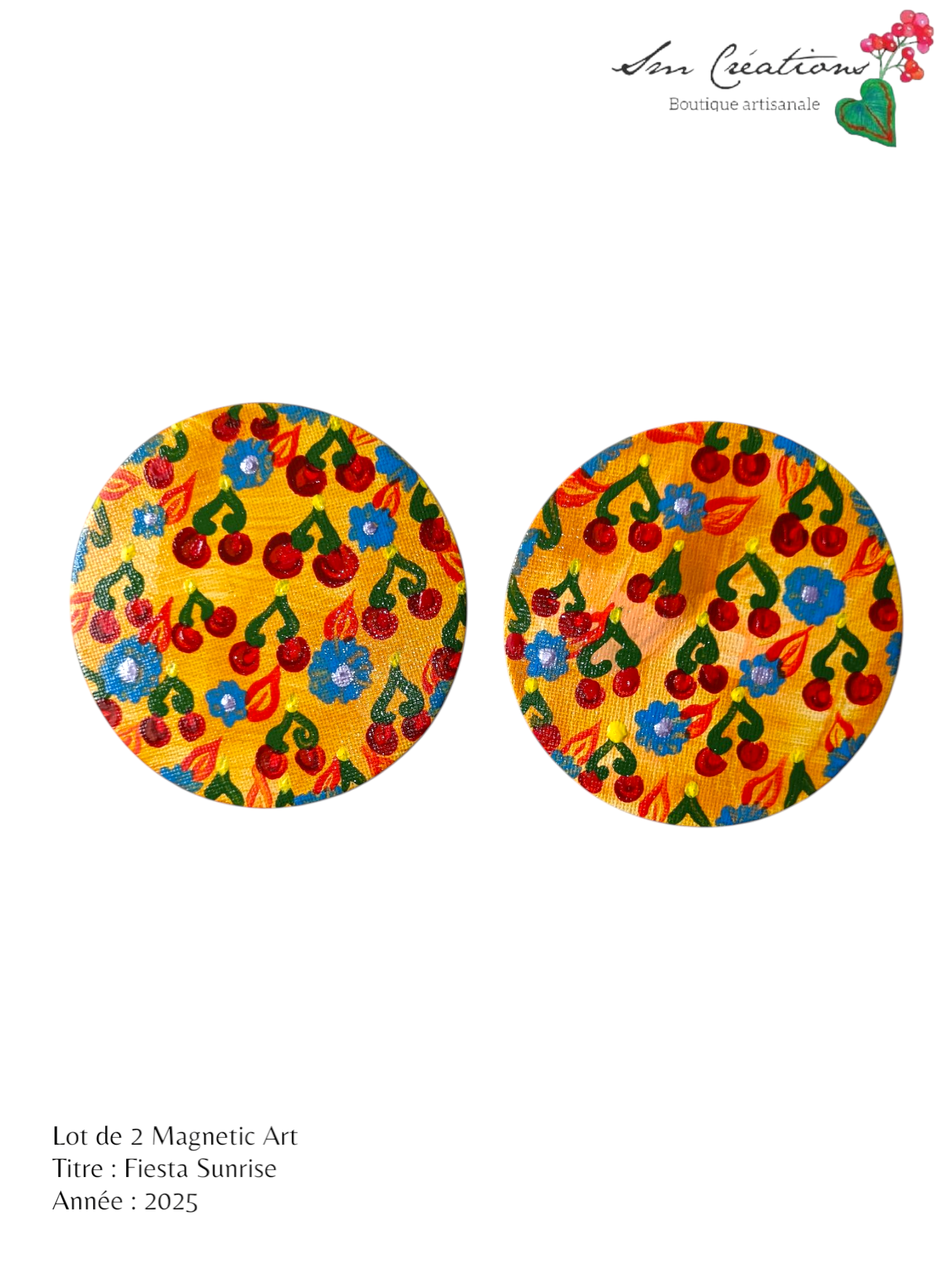 Duo de cercle "Fiesta Sunrise" Mini toile aimantée artisanale - Exemplaire unique / Collection Summer 25'N°1