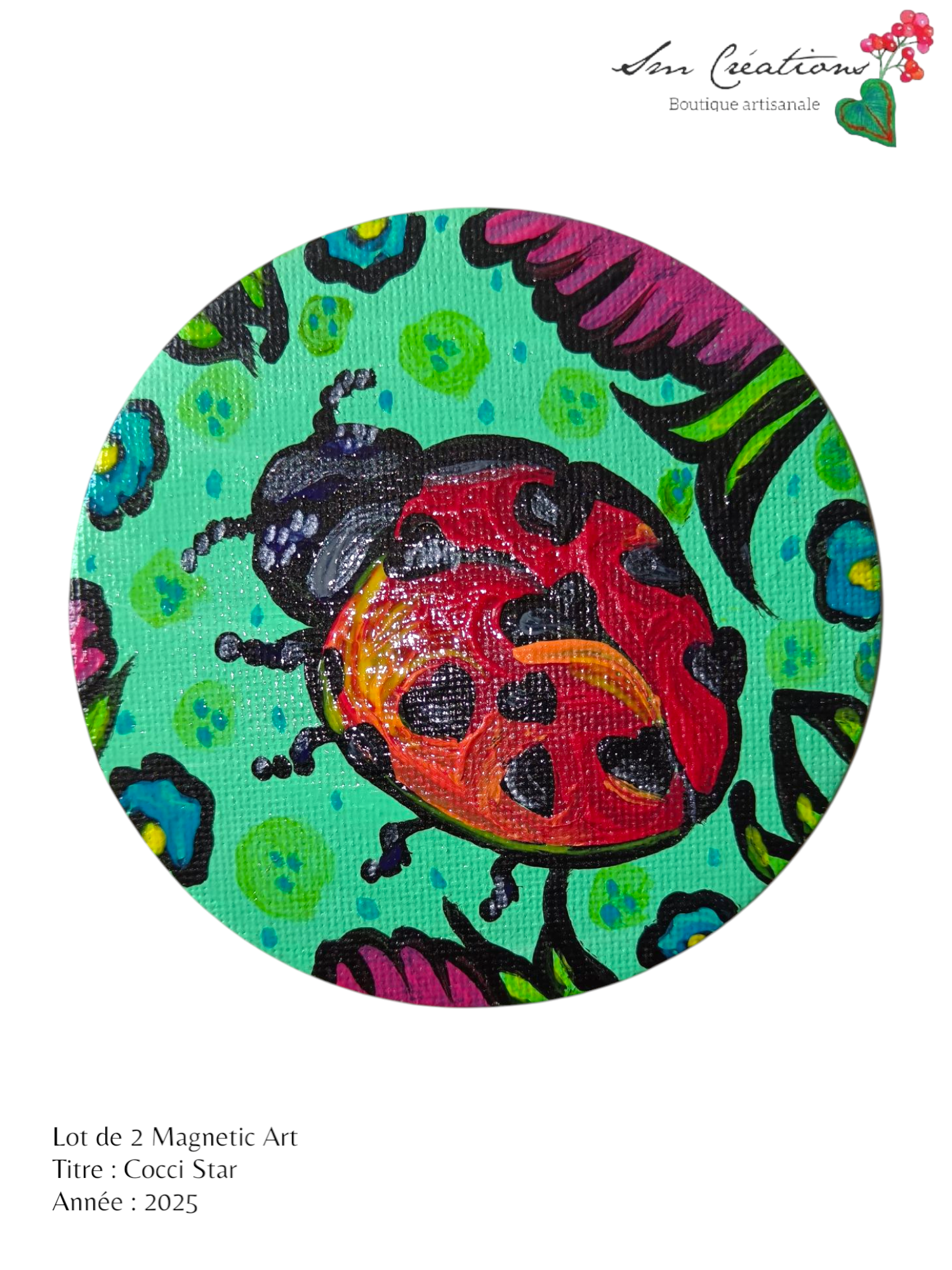 Duo de cercle "Cocci Star" Mini toile aimantée artisanale - Exemplaire unique / Collection Summer 25'N°1