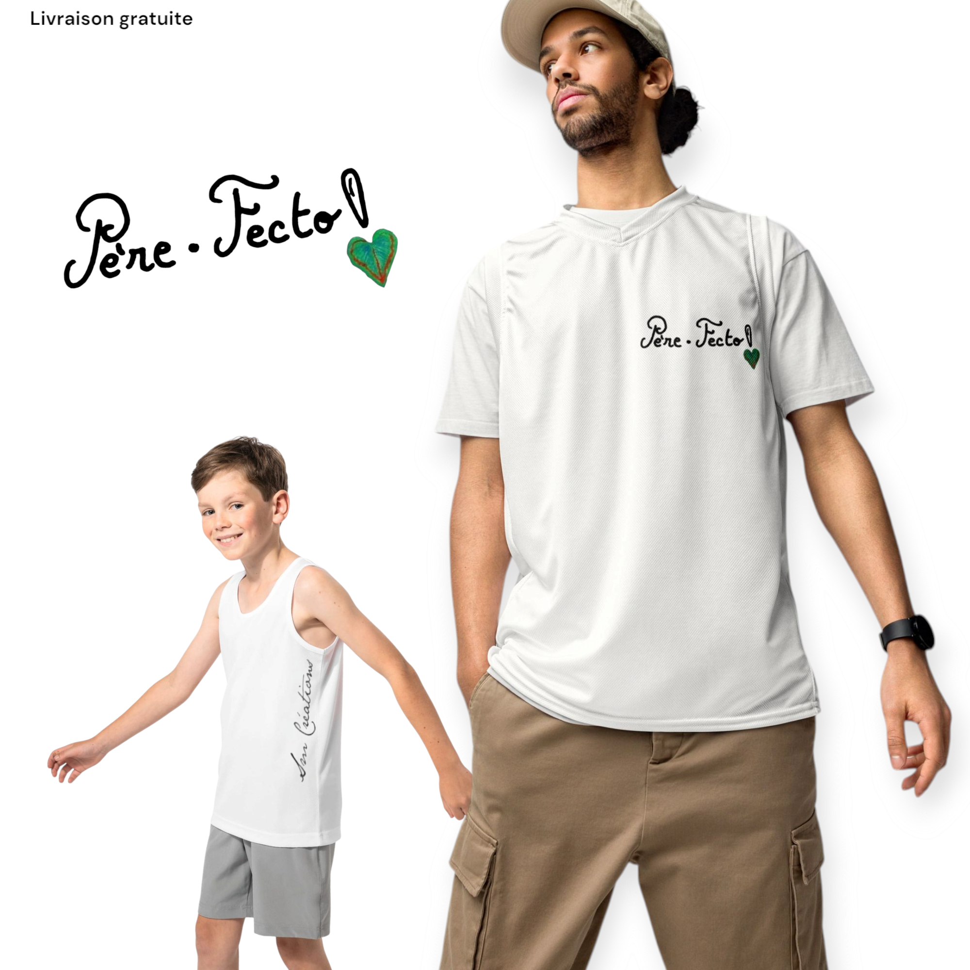Maillot Débardeur en Matière Recyclée '' PÈRE💚FECTO '' Design 2025 Special Doux Messages