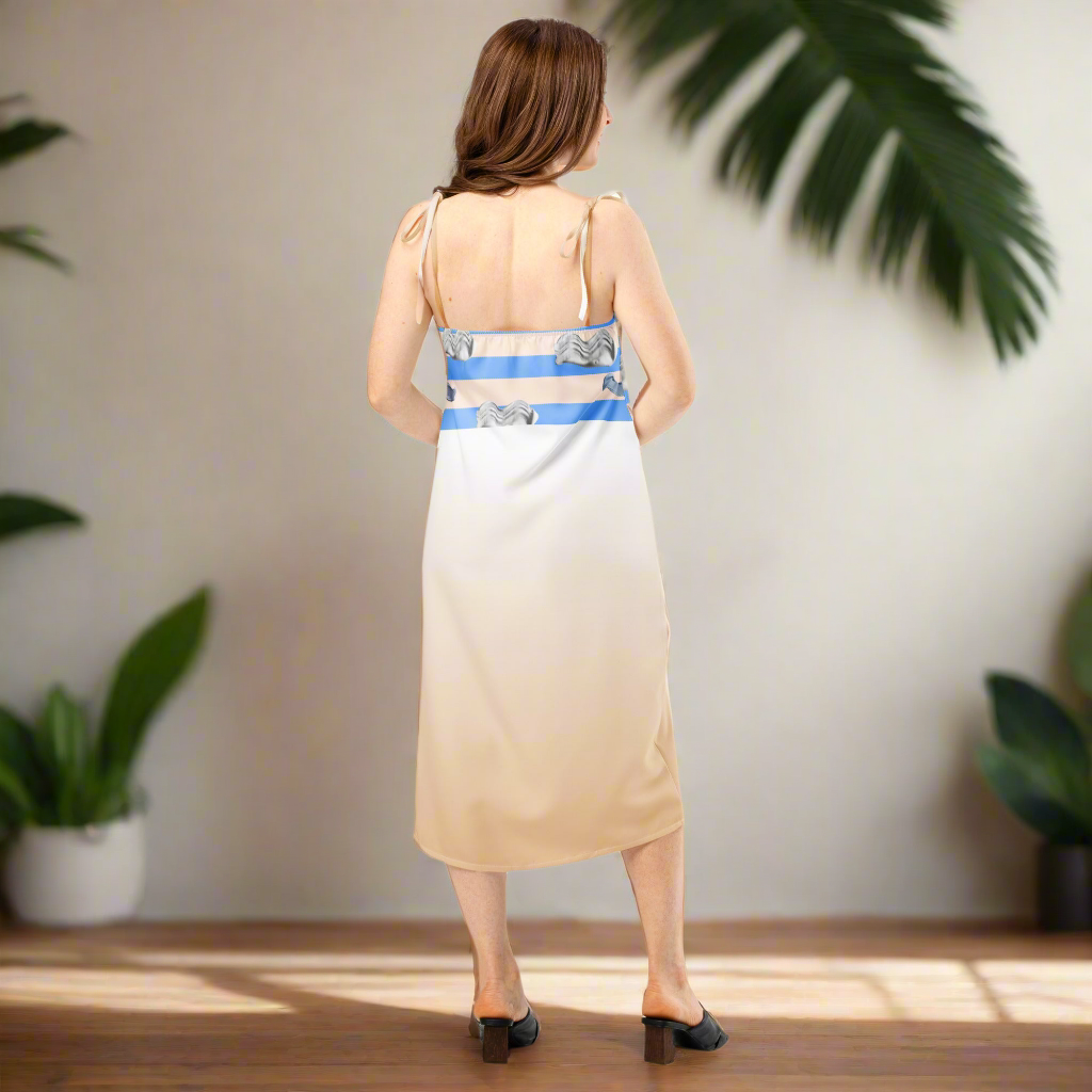 Robe midi à bretelles ''Crème solaire et marinière'' 2025/ Été