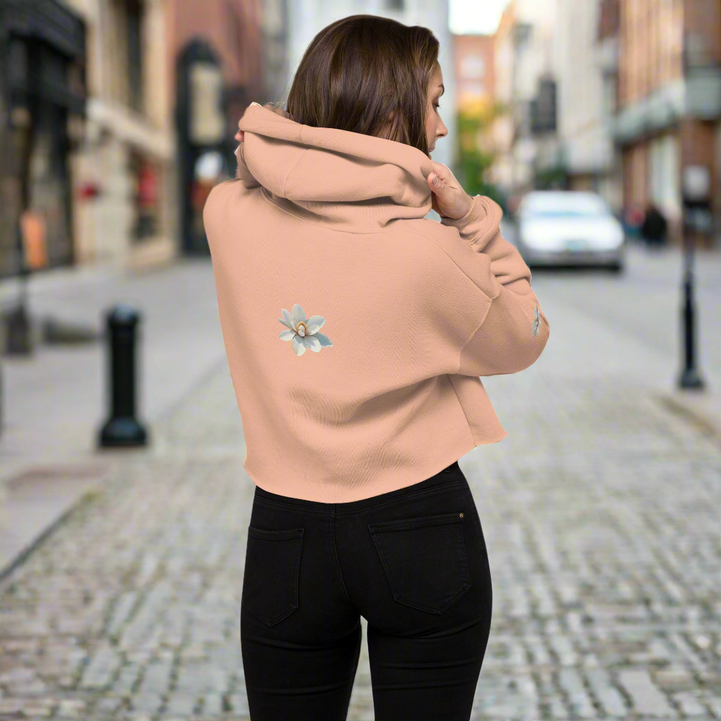 Sweat ร  Capuche Crop-Top '' รtoile de mer en wax'' Design 2025 Coloris Beige