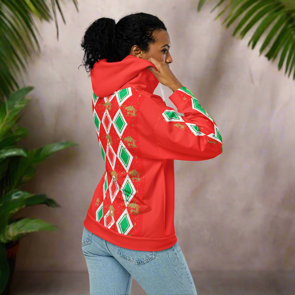 Sweat à capuche zippé unisexe Matière recyclée''Losanges en block'' Été 2025