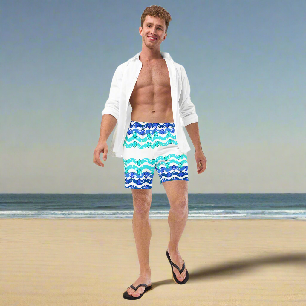Short de bain recyclรฉ ''Vague en croquis'' Summer Times 2025 - Homme