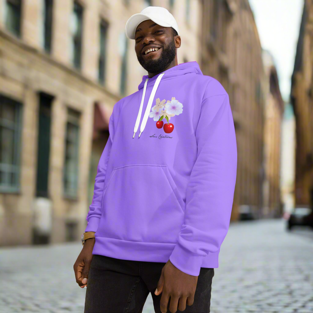 Sweat à Capuche Unisexe Coloris Violine Motif ''Cerise'' édition 2025