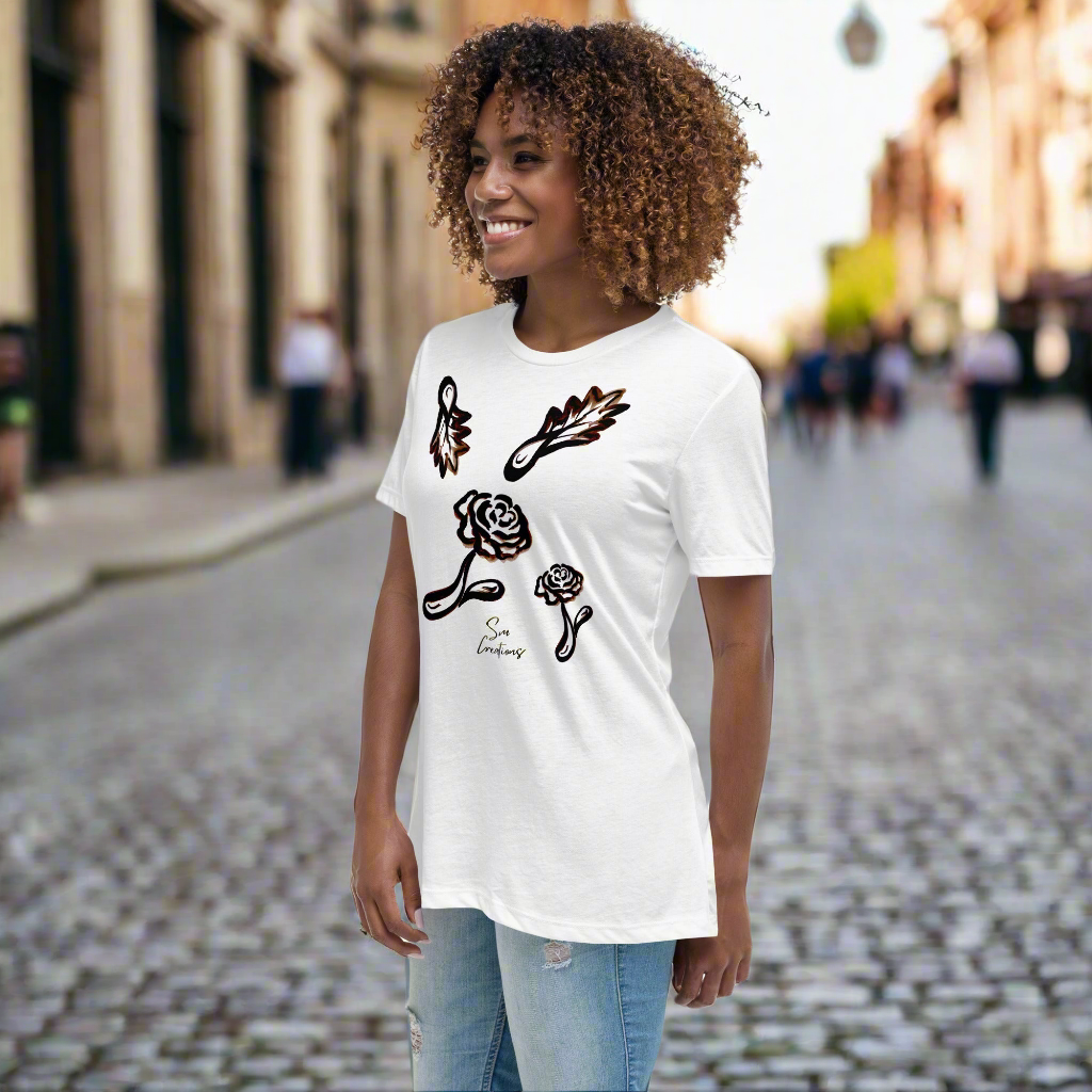 T-shirt Décontracté pour Femme 100%Coton ''Feuilles en brun'' 2025 Automne