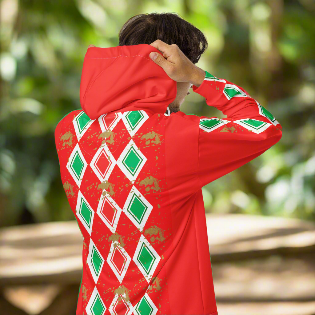 Sweat à capuche zippé unisexe Matière recyclée''Losanges en block'' Été 2025