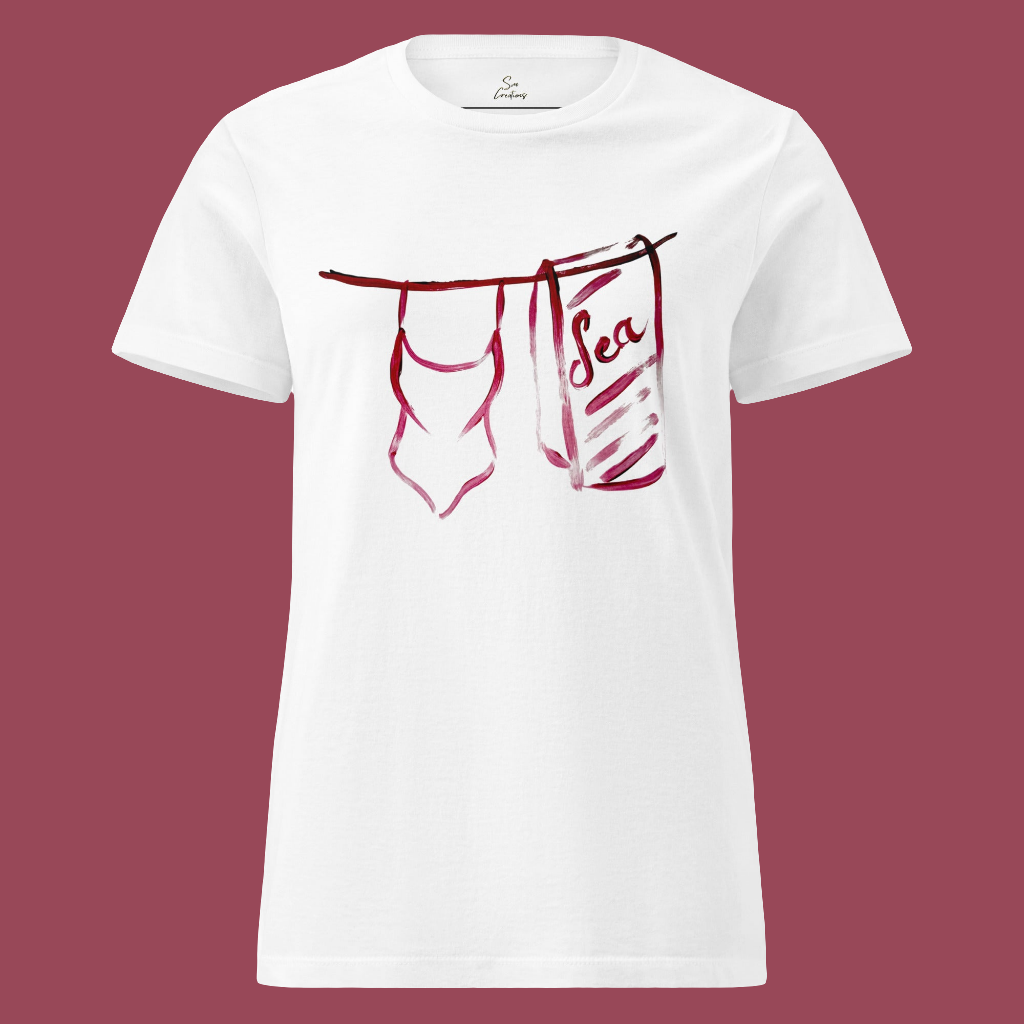 T-shirt classique softstyle femme 100% Coton ''Sea'' Minimalisme Bordeaux 2025