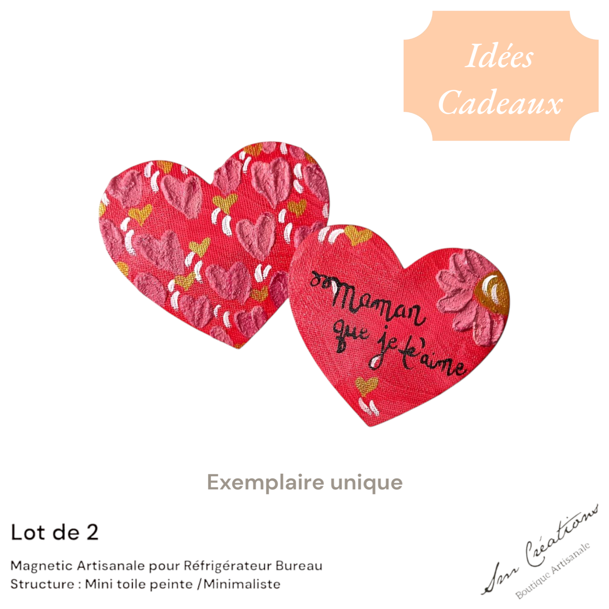 Duo de Coeur Aimanté Artisanale/ Speciale Doux Messages "💖" Exemplaire unique - Fais Main