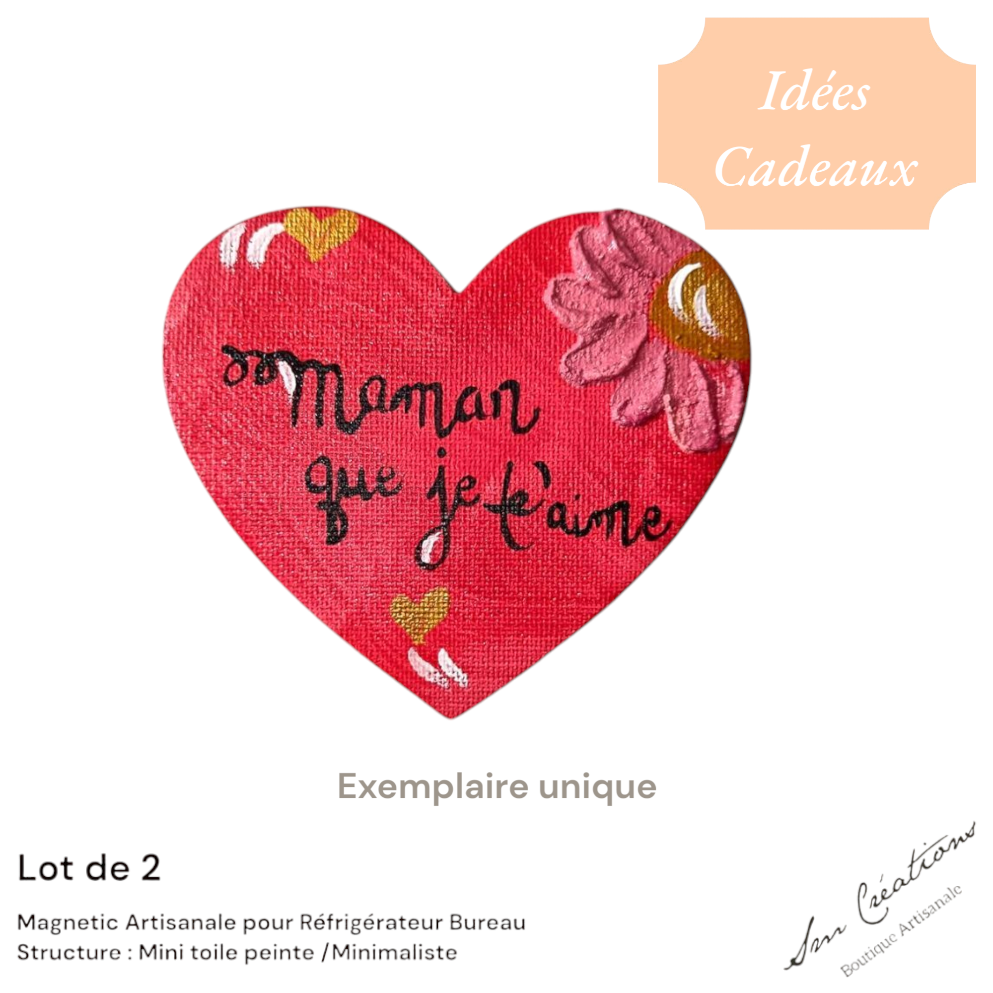 Duo de Coeur Aimanté Artisanale/ Speciale Doux Messages "💖" Exemplaire unique - Fais Main