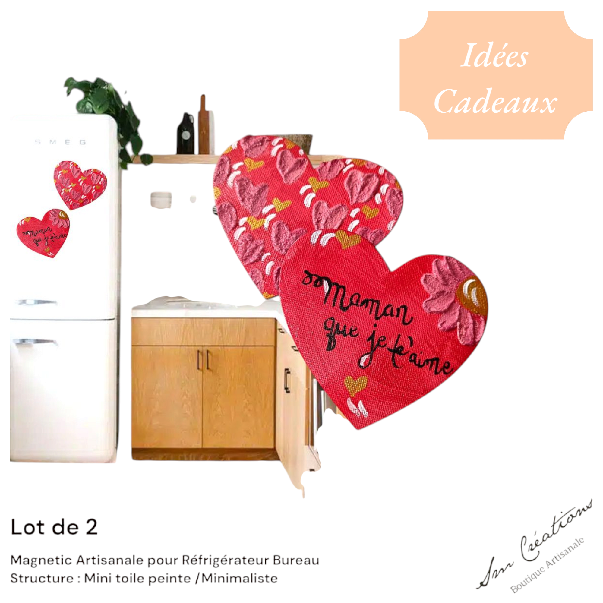 Duo de Coeur Aimanté Artisanale/ Speciale Doux Messages "💖" Exemplaire unique - Fais Main