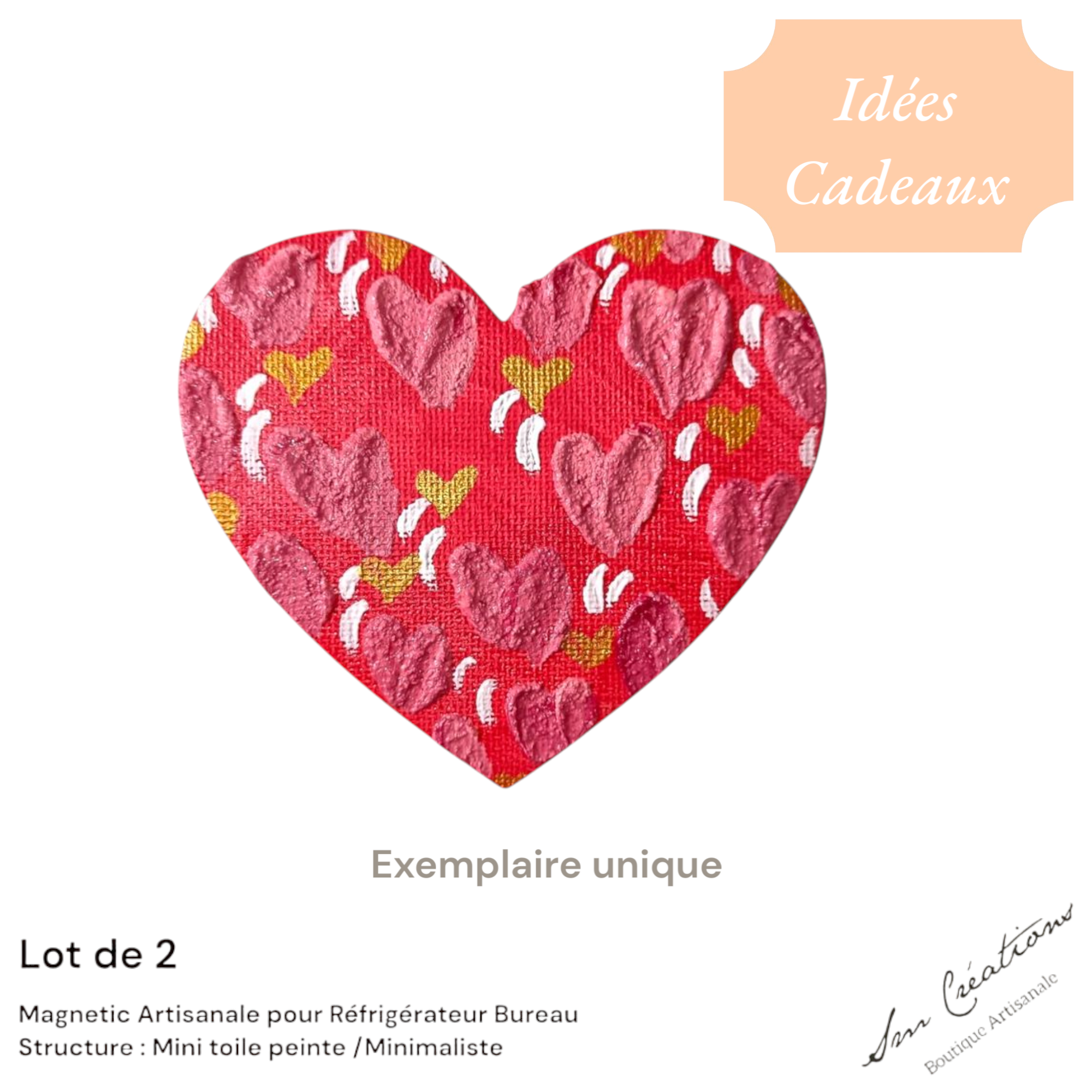 Duo de Coeur Aimanté Artisanale/ Speciale Doux Messages "💖" Exemplaire unique - Fais Main