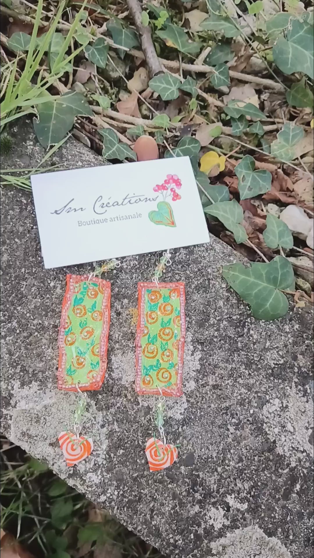 Boucle d'oreille Arte| ''Orange Springle'' 95% Naturelle