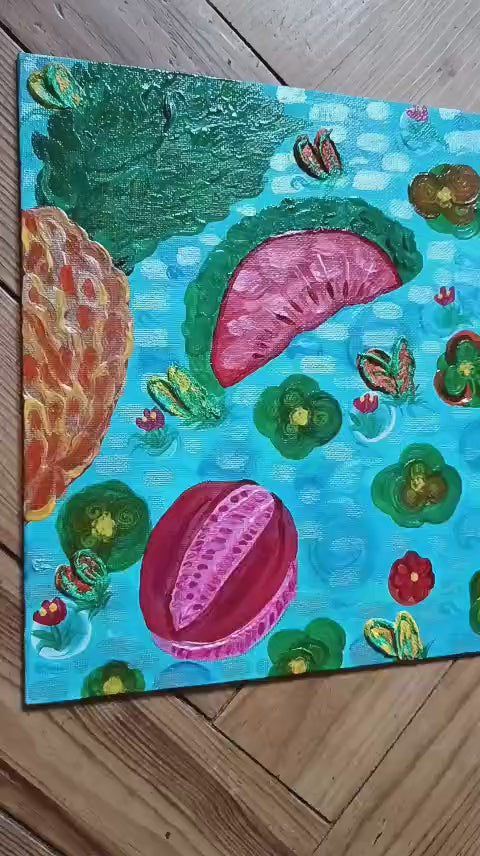 Tableau décoratif ''Une marre, Une piscine'' Exemplaire unique signé avec certificat d'authenticité/ Année 2025