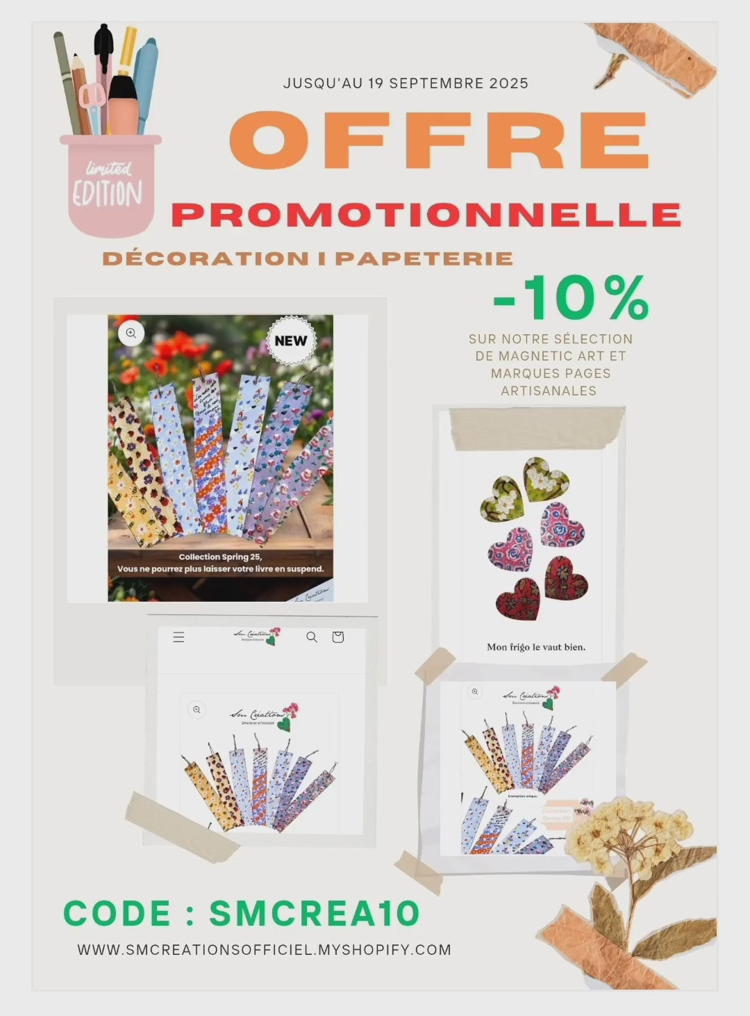 Duo de carré "Panier d'Abricot" Mini toile aimantée artisanale - Exemplaire unique / Collection Summer 25'N°2