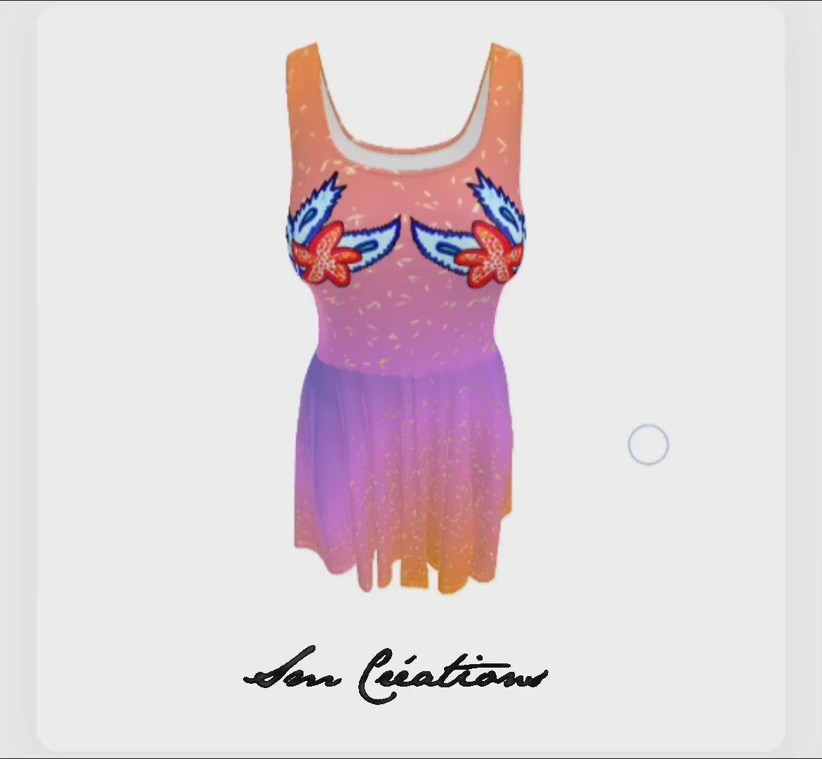 Robe Patineuse Impression Originale '' Ocean Night Dream'' Été 2025