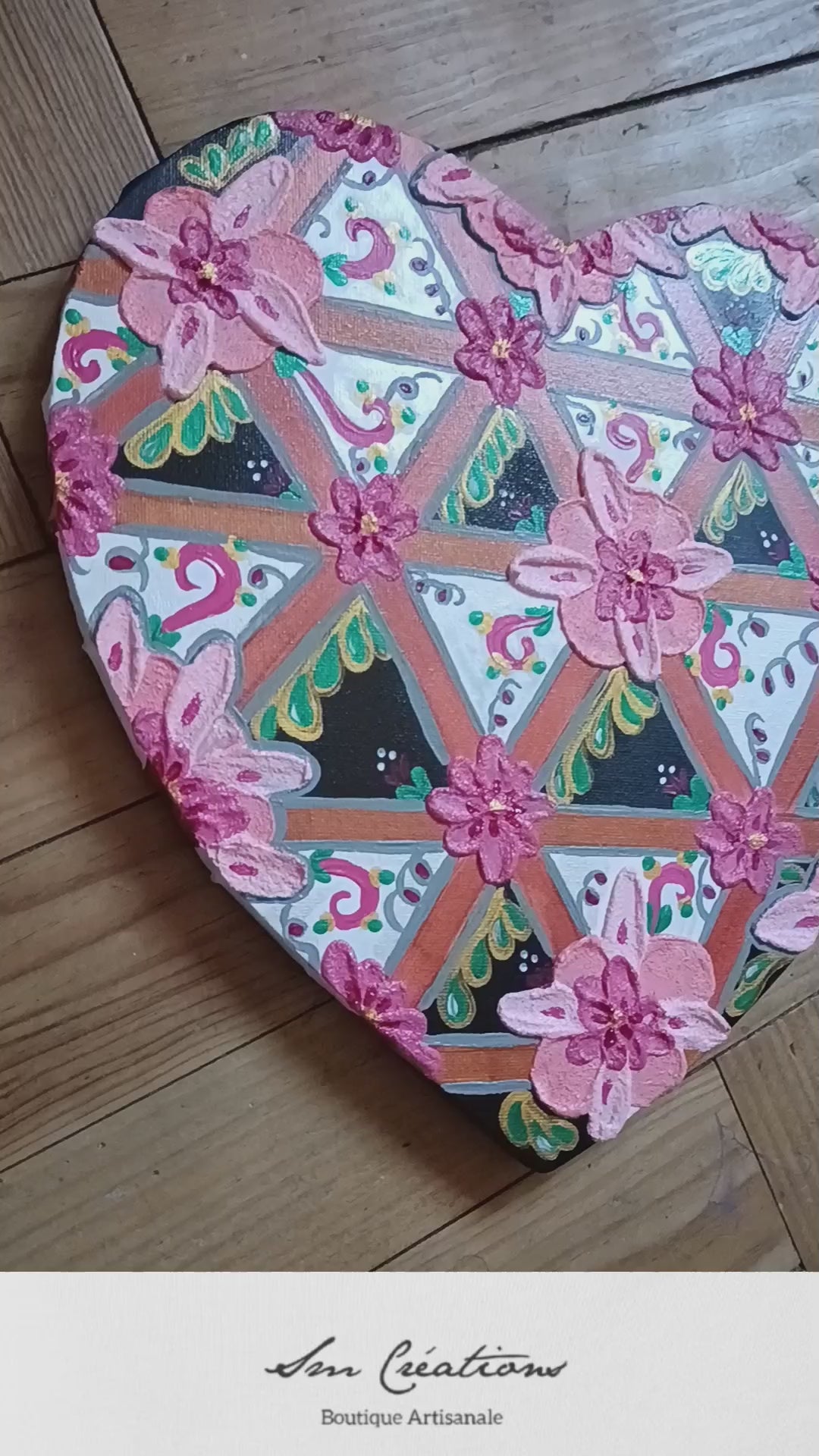 Tableau décoratif "Eclat de coeur" signé Sm - Année 2025