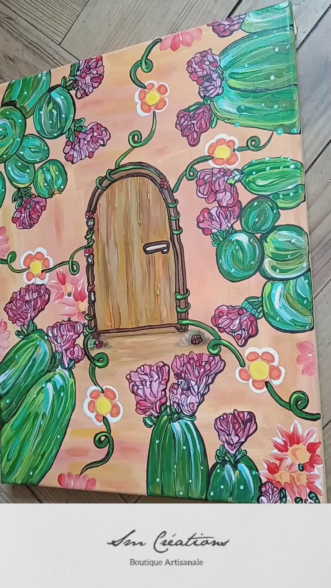 Toile Canva "La porte brune" Année 2025 Exemplaire unique signé Sm