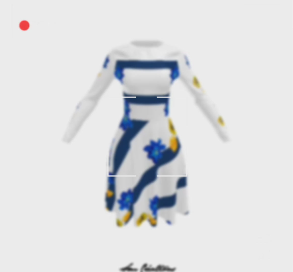 Robe manches longues avec impression Marinière Fleur d'été Summer 25' Sm Creations