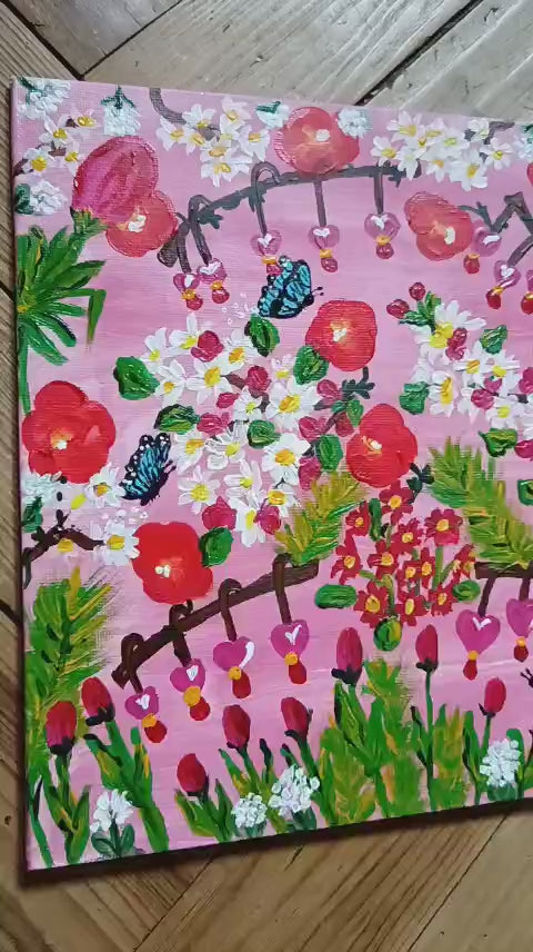 Carré Décoratif ''Toujours + de fleurs" 25*25cm/ Exemplaire unique signé 2025