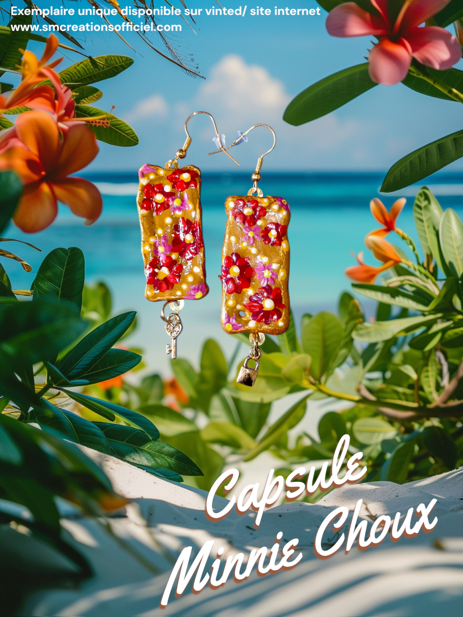 Boucle d'oreille Categorie Art Capsule ''Minnie Choux'' Summer 2025 en gomme d'arabique/ acrylic paint