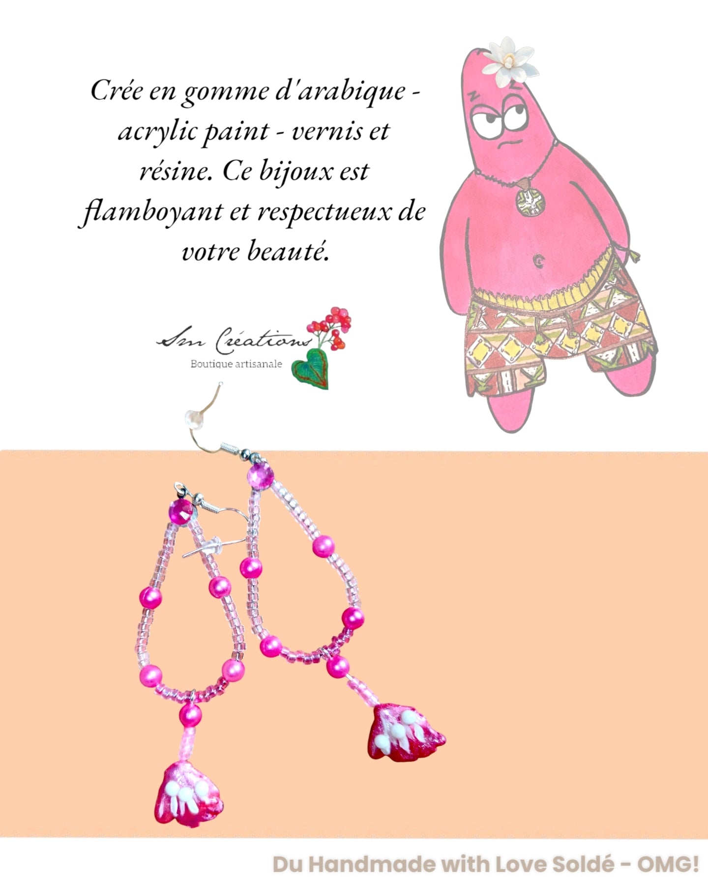 Boucle d'oreille en gomme d'arabique vernis ''Splash II" Edition 2025 ✨