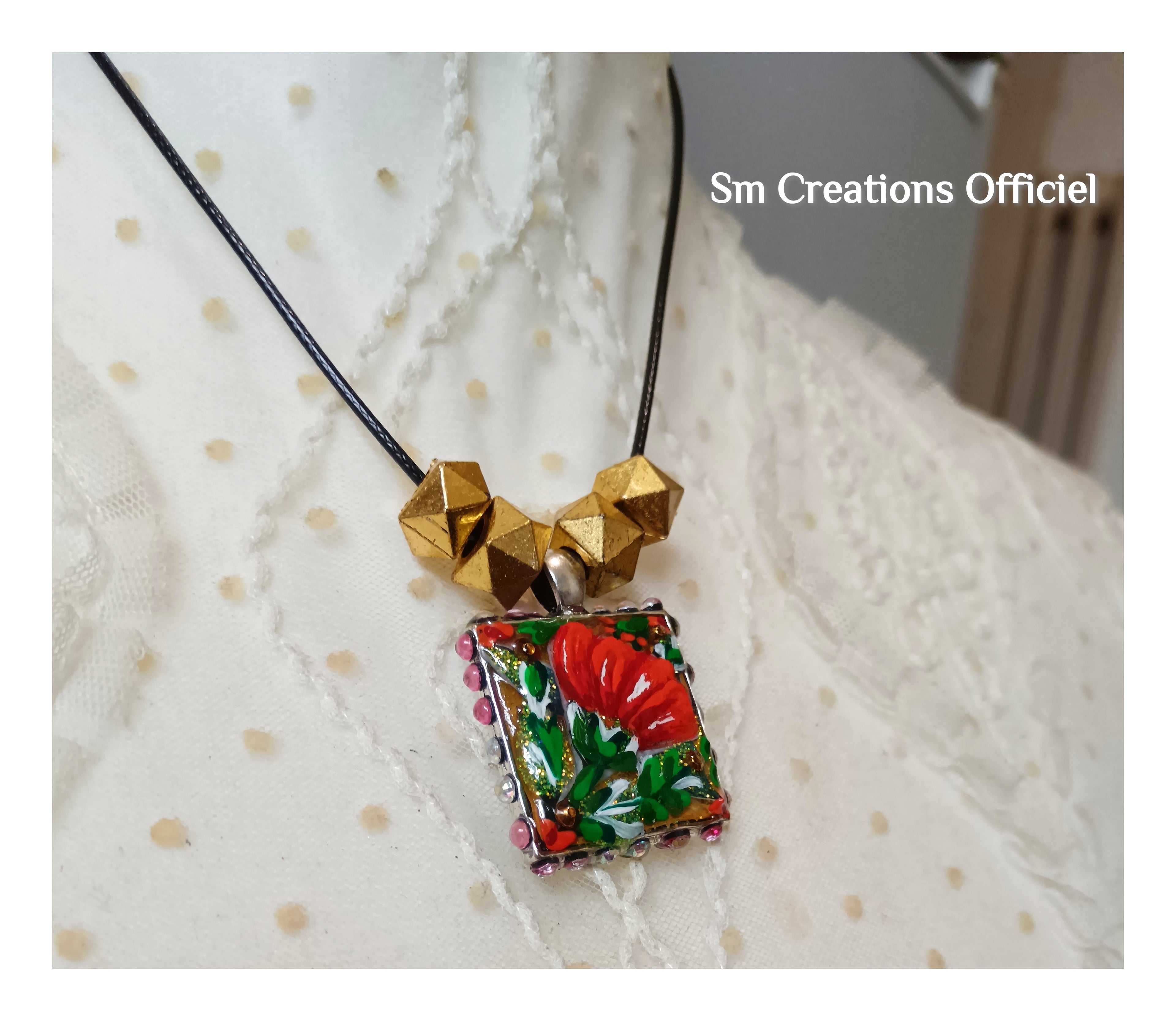 Collier fais main ''Coquelicot qui dort'' Handmade/ Edition 2025