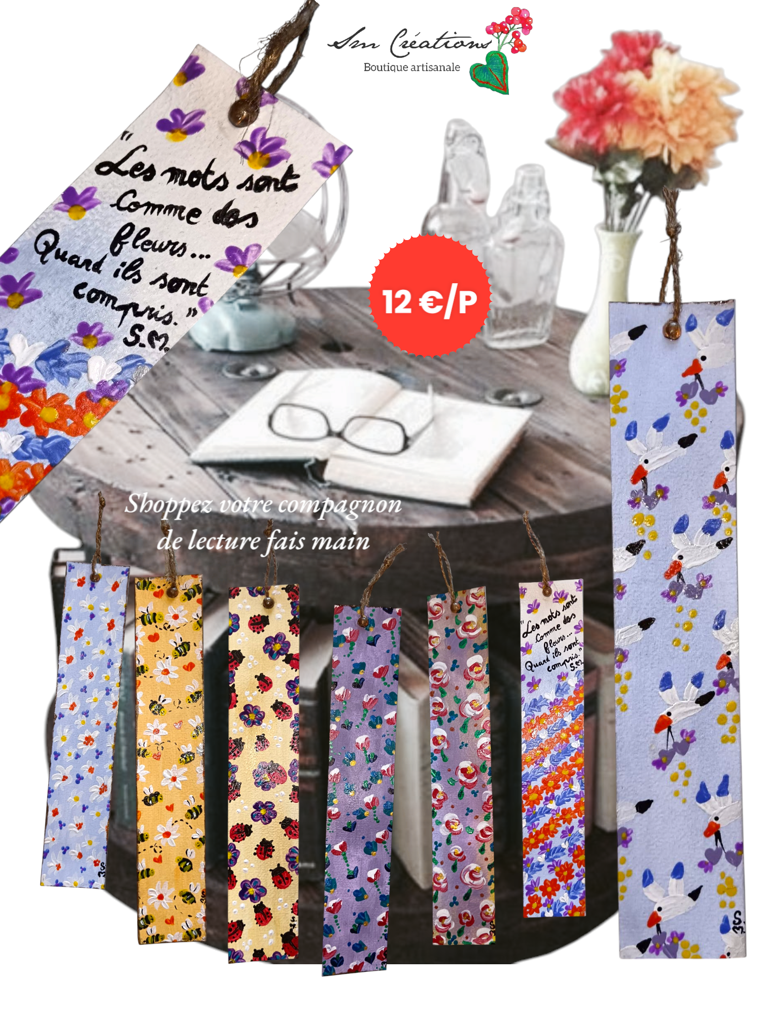 Marque page artisanale Collection Floraison 25' - Exemplaire unique signé - Nouveauté 2025