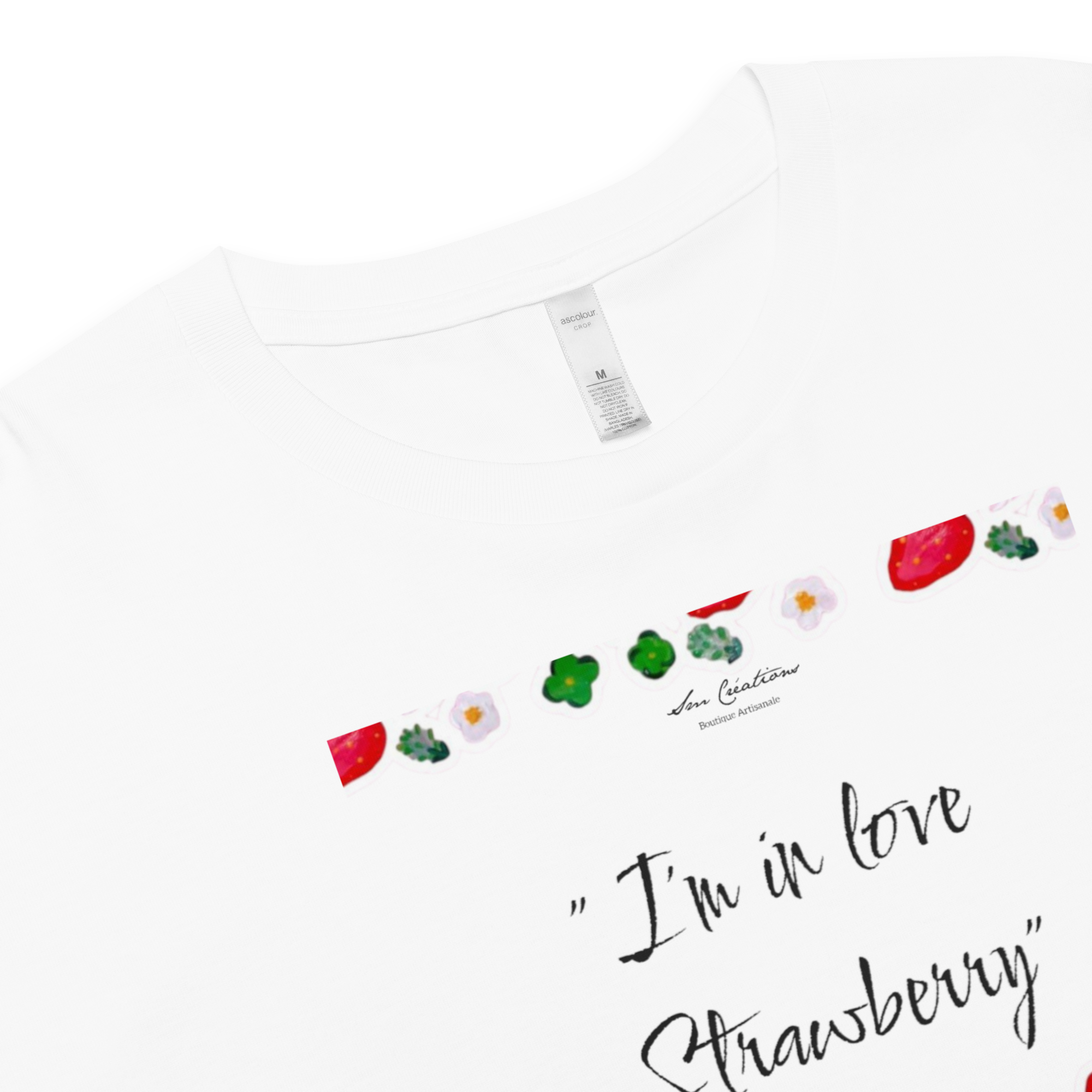Crop top pour femme "I'm in love Strawberry" Edition limitée Design - Sm Creations 2025