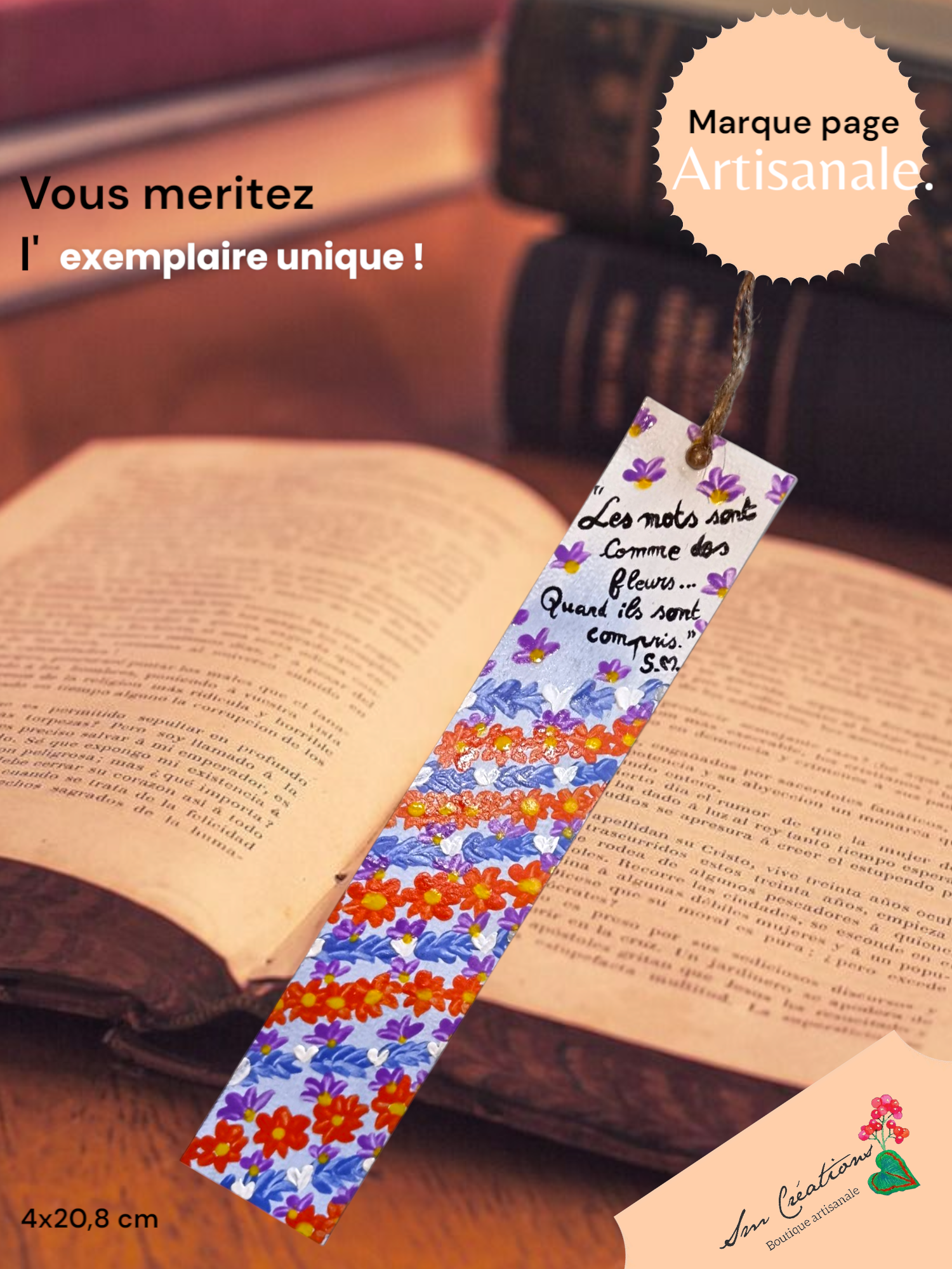 Marque page artisanale Collection Floraison 25' - Exemplaire unique signé - Nouveauté 2025