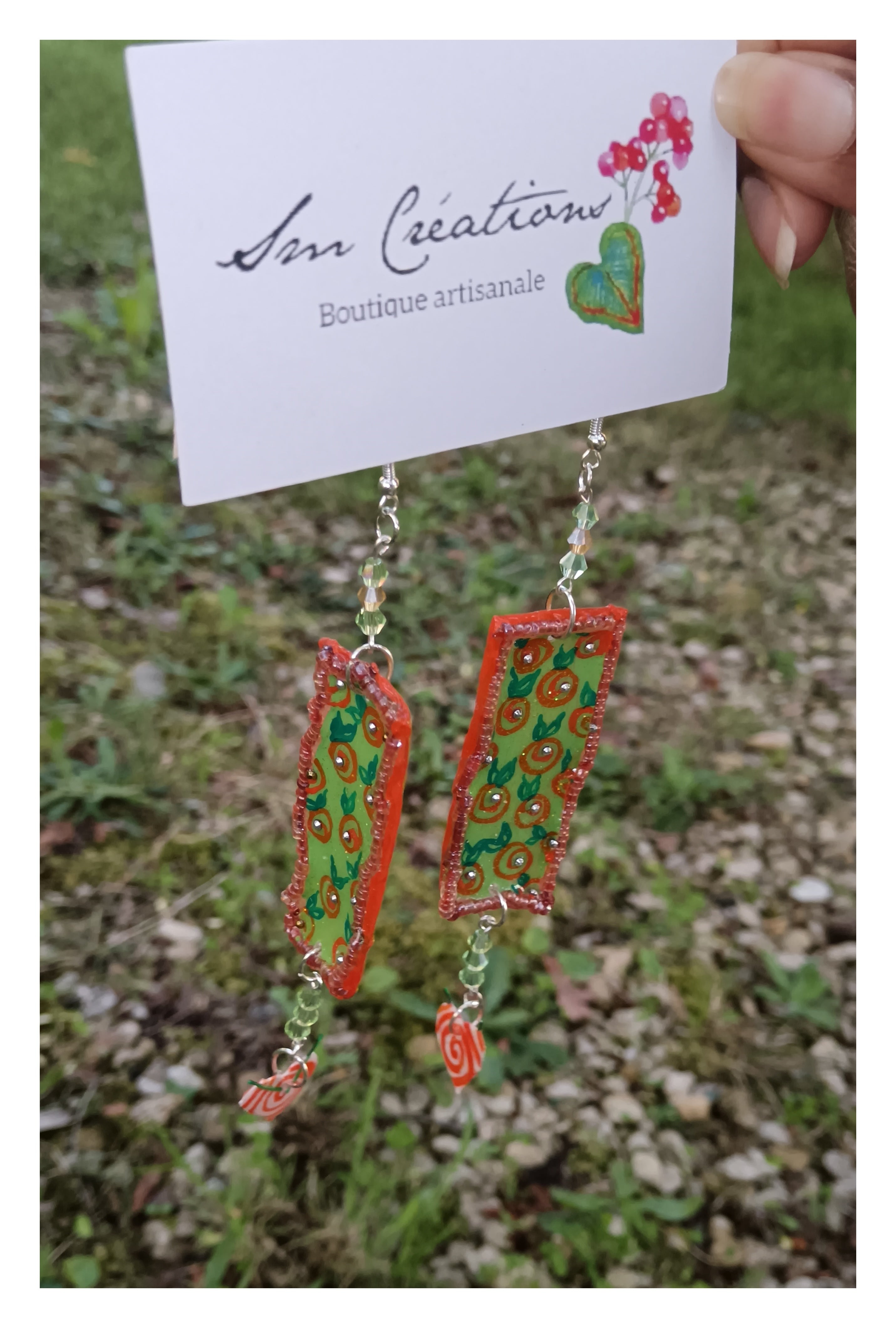 Boucle d'oreille Arte| ''Orange Springle'' 95% Naturelle