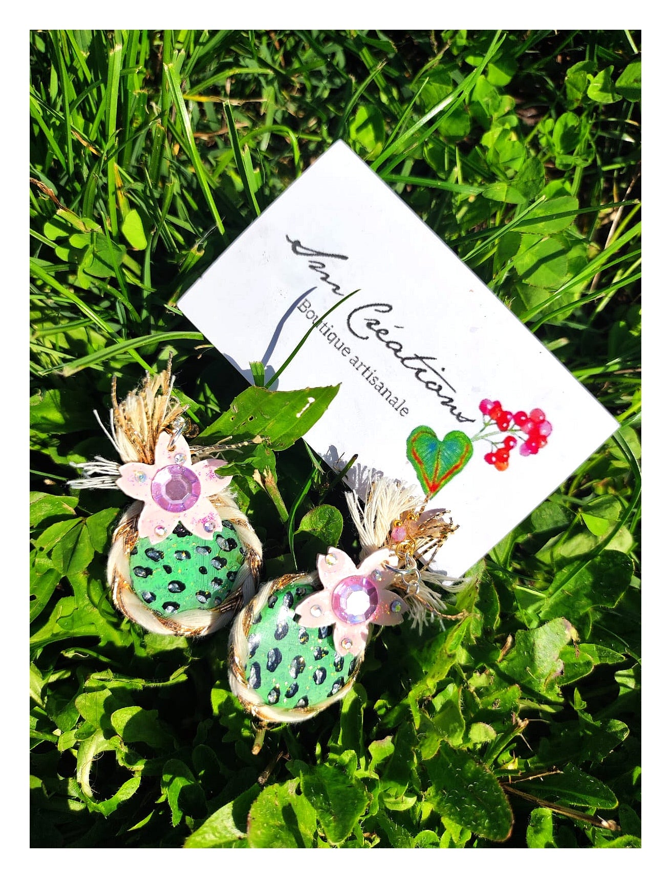 Boucle d'oreille artisanale Arte| ''Nanass Rose'' 95%Naturel