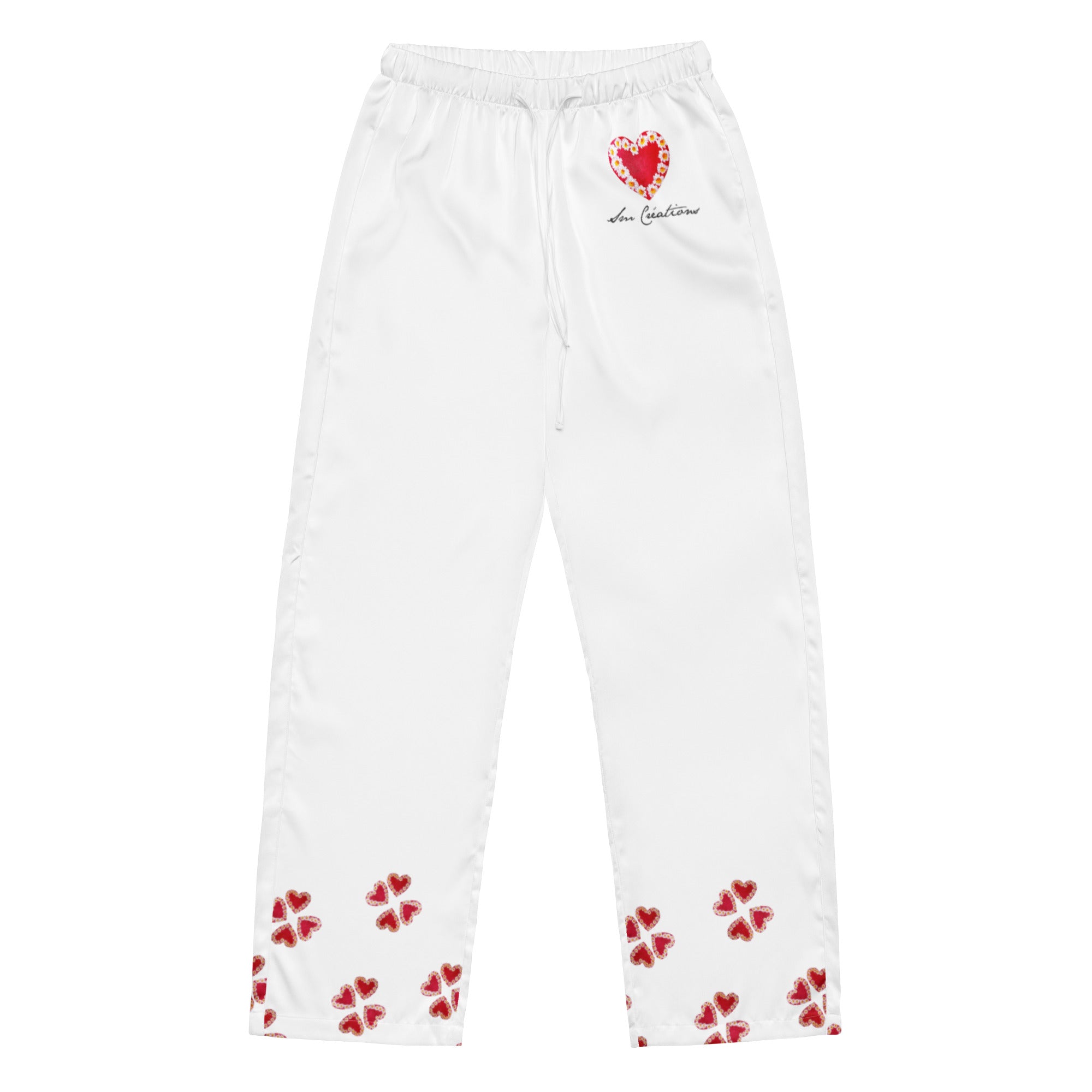 Pantalon de pyjama pour femme "Fleur en cœur" Spring Summer - Intemporel