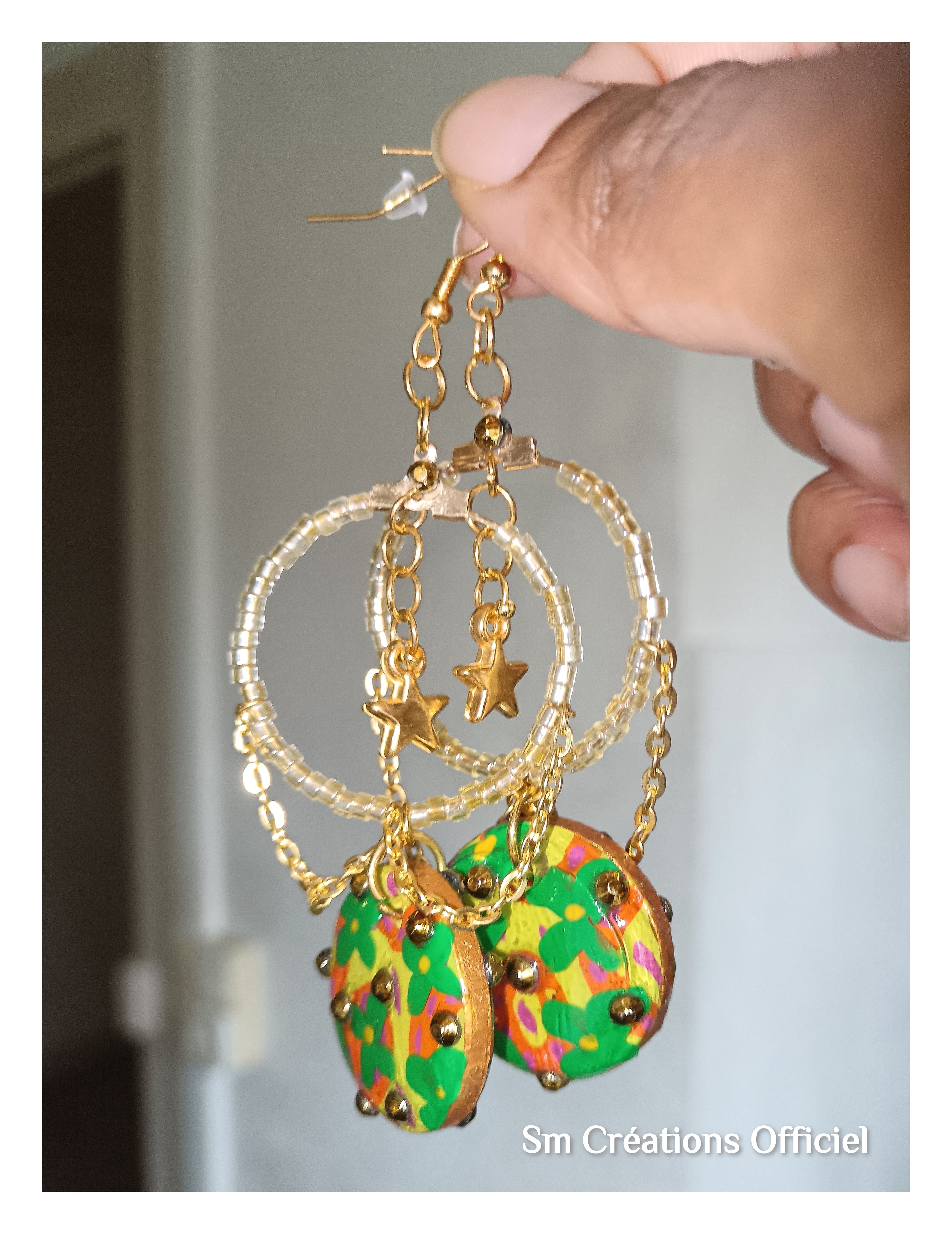 Boucle d'oreille artisanale ''Patricia'' Handmade with paint E25