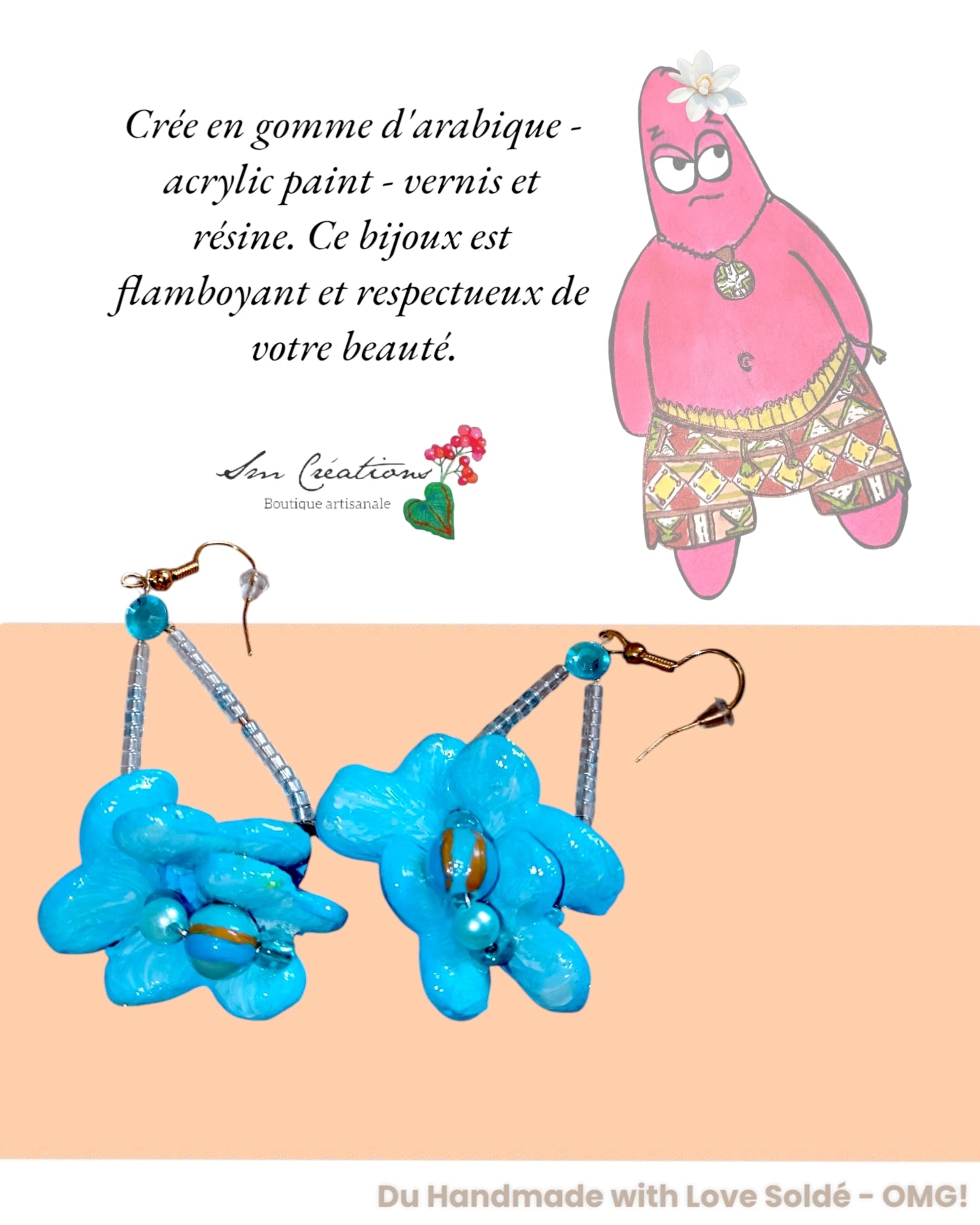 Boucle d'oreille en gomme d'arabique vernis ''Splash II" Edition 2025 ✨