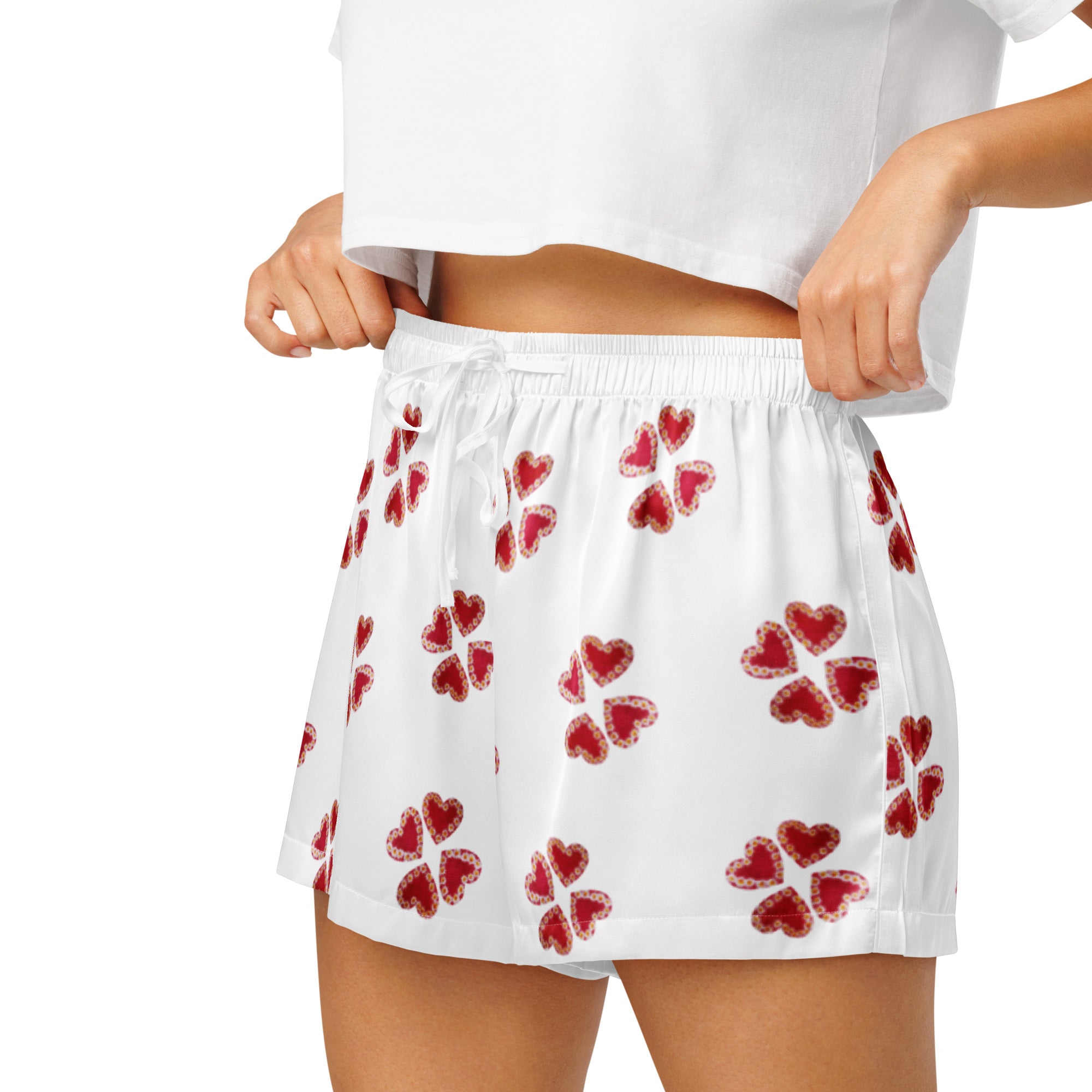 Short de pyjama pour femme " Fleur de coeur" Spring Summer Intemporel
