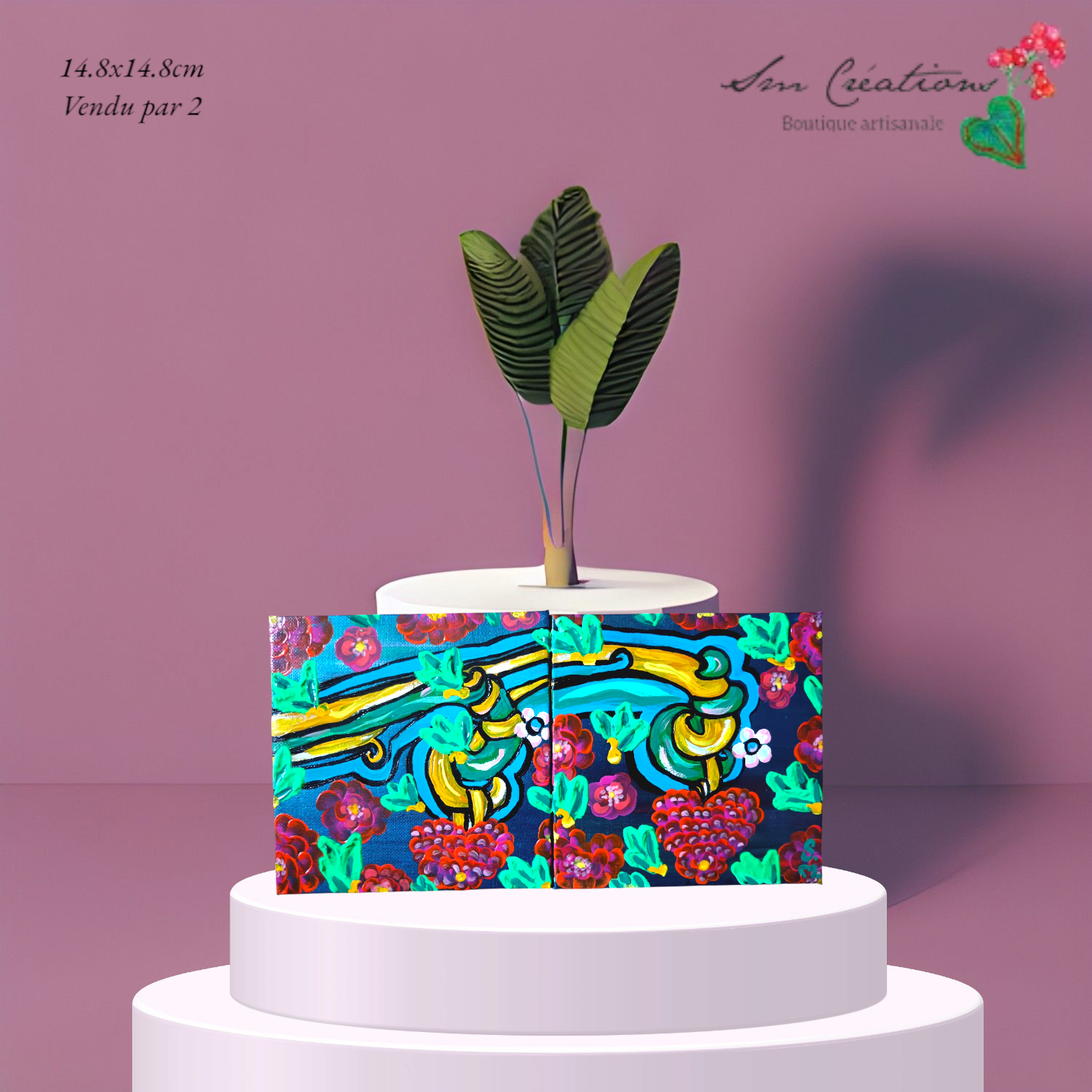 Tableau contemporain ethnique signé ''Les inséparables'' - 2025 avec certificat d'authenticité inclus