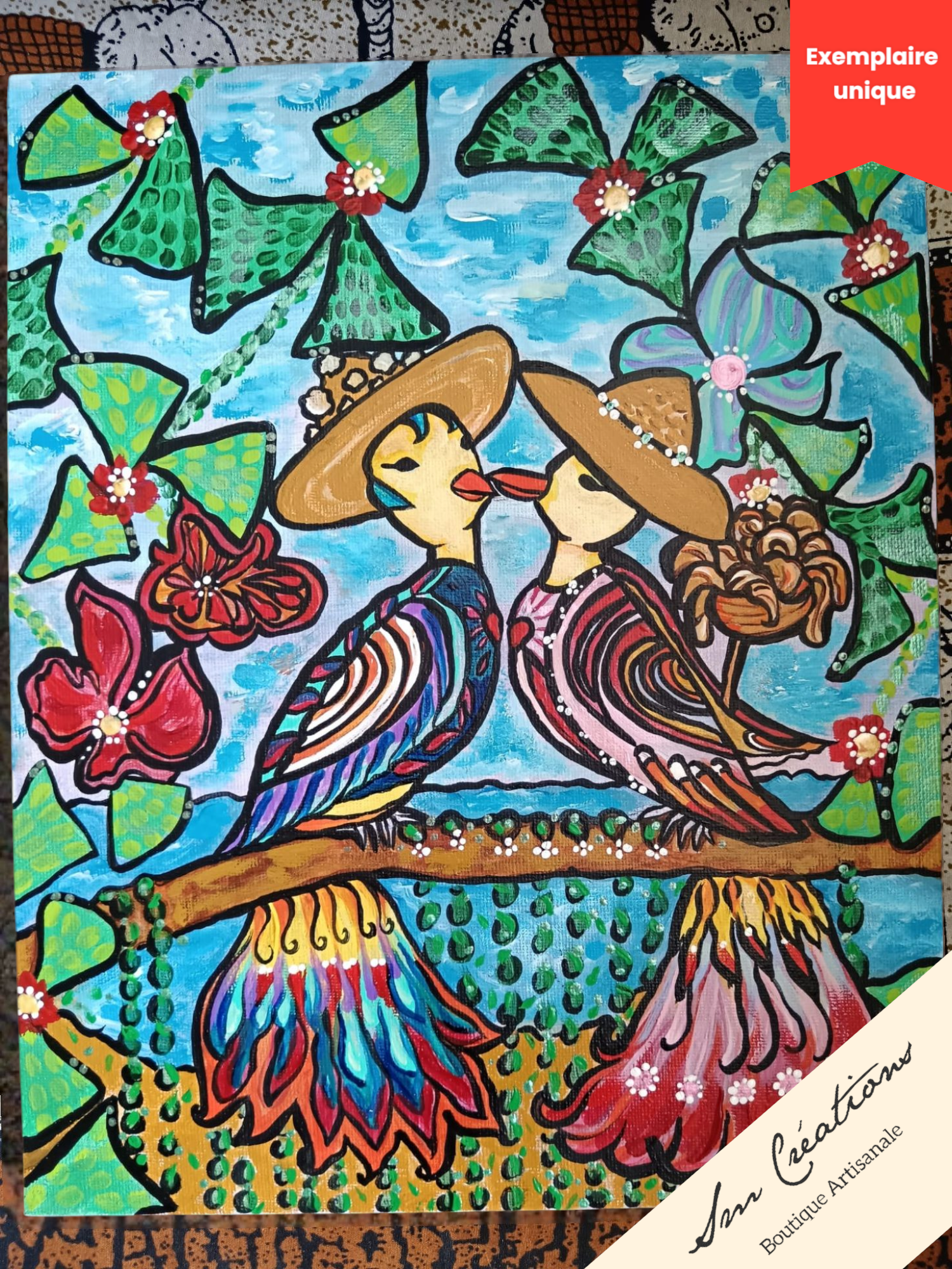 "Comme un souvenir d'été" Toile originale 24X30 cm - Exemplaire unique signé - Peinture acrylique 3D Paint