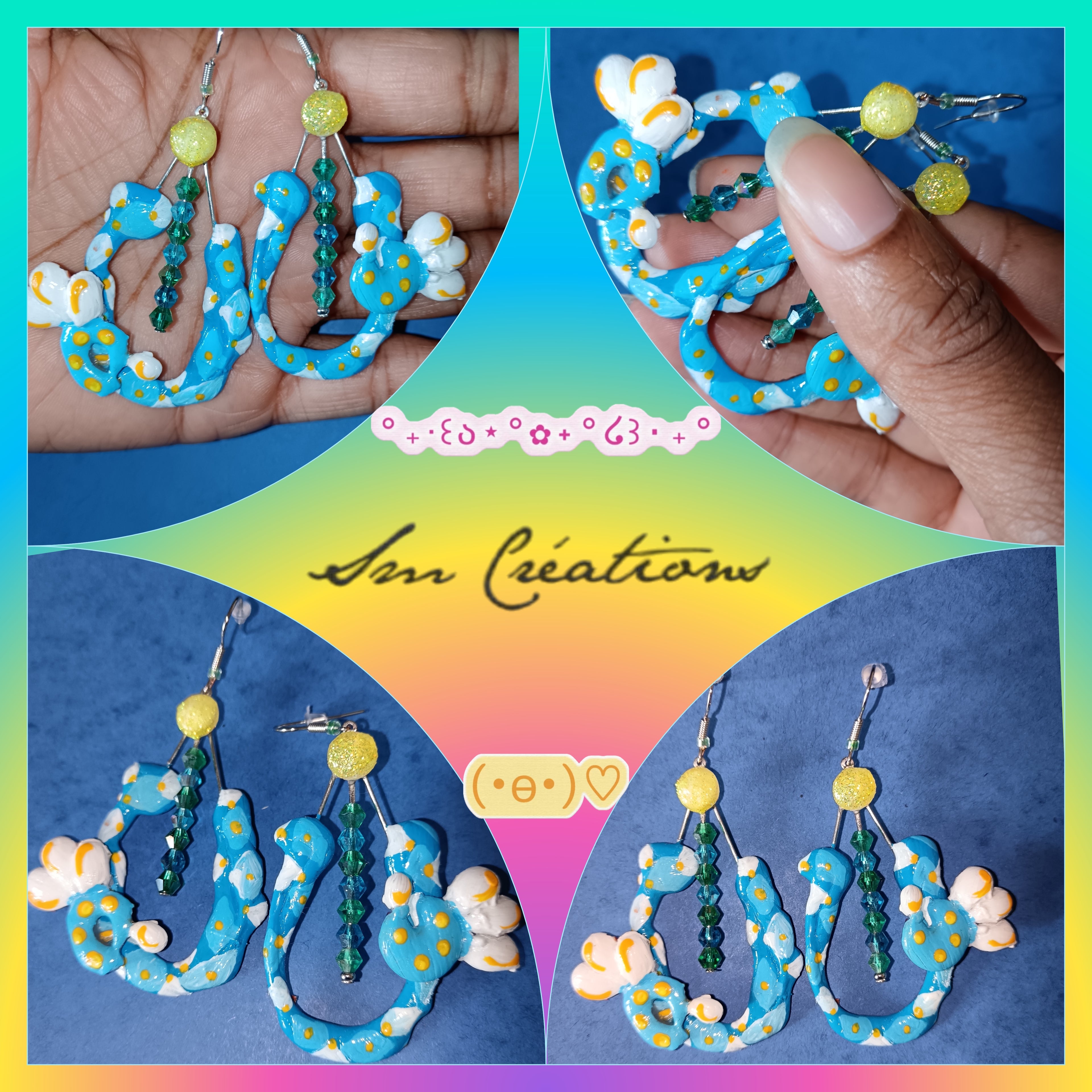 Boucle d'oreille Categorie Art Capsule ''Minnie Choux'' Summer 2025 en gomme d'arabique/ acrylic paint