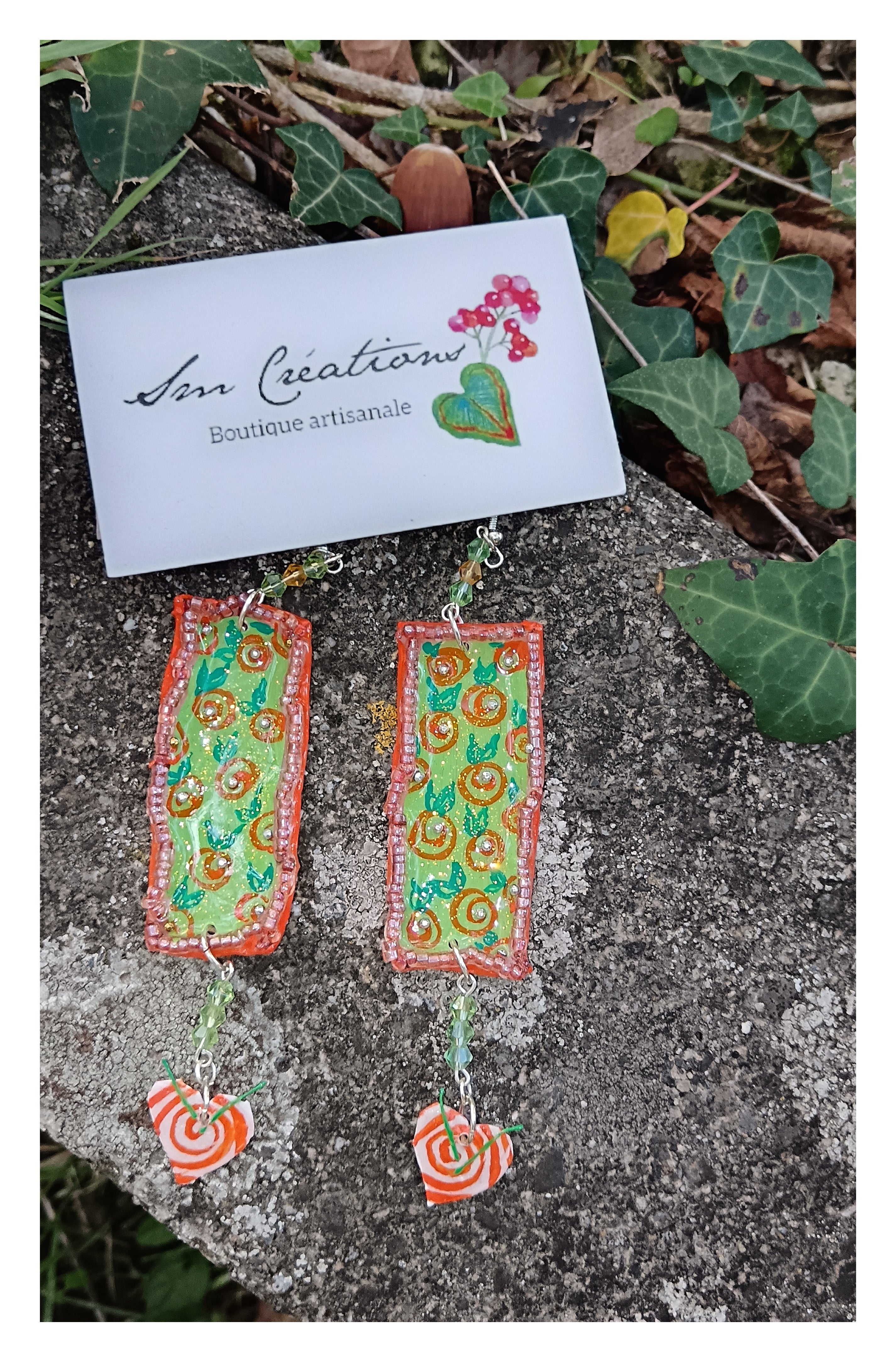 Boucle d'oreille Arte| ''Orange Springle'' 95% Naturelle