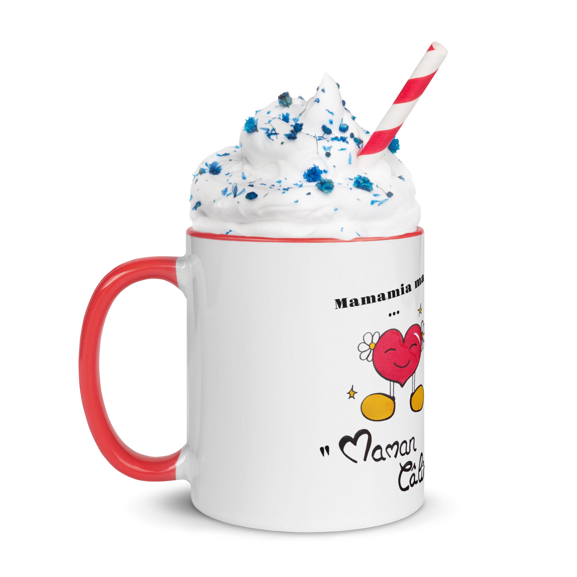 Mug Bi-Color Blanc Rouge écarlate "Mamamia Maman câlin" Edition 2025/ Idées cadeaux