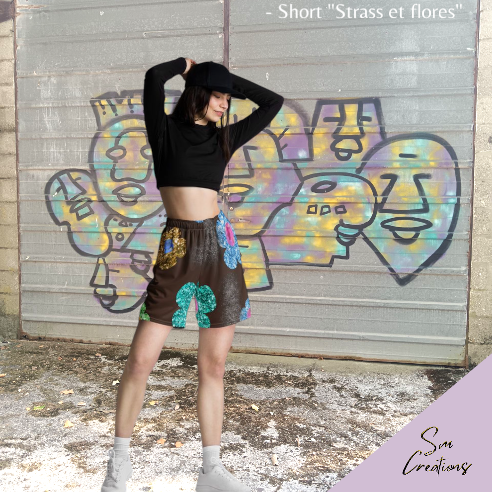 Short en maille unisexe ''Strass et flores'' Edition 2025