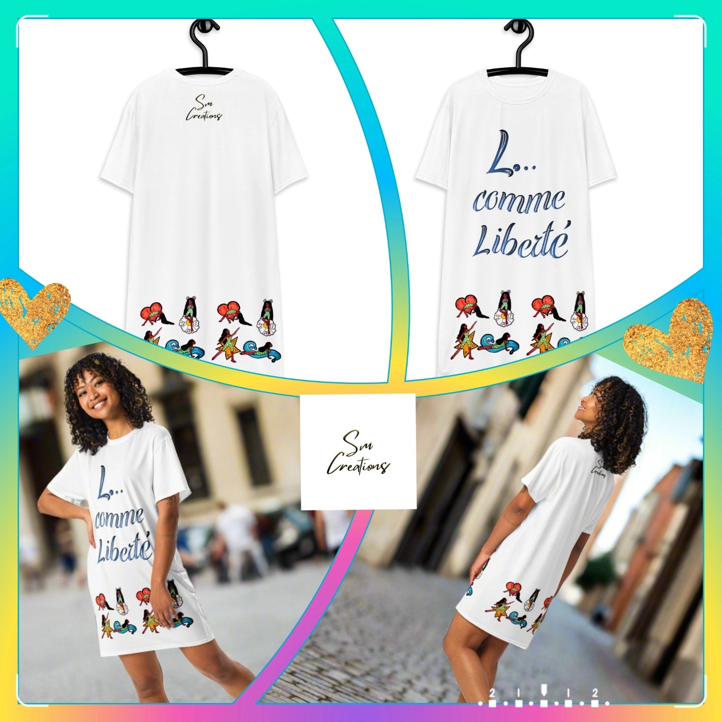 Robe T-shirt à motif silhouette ''Liberté'' 2025 Été