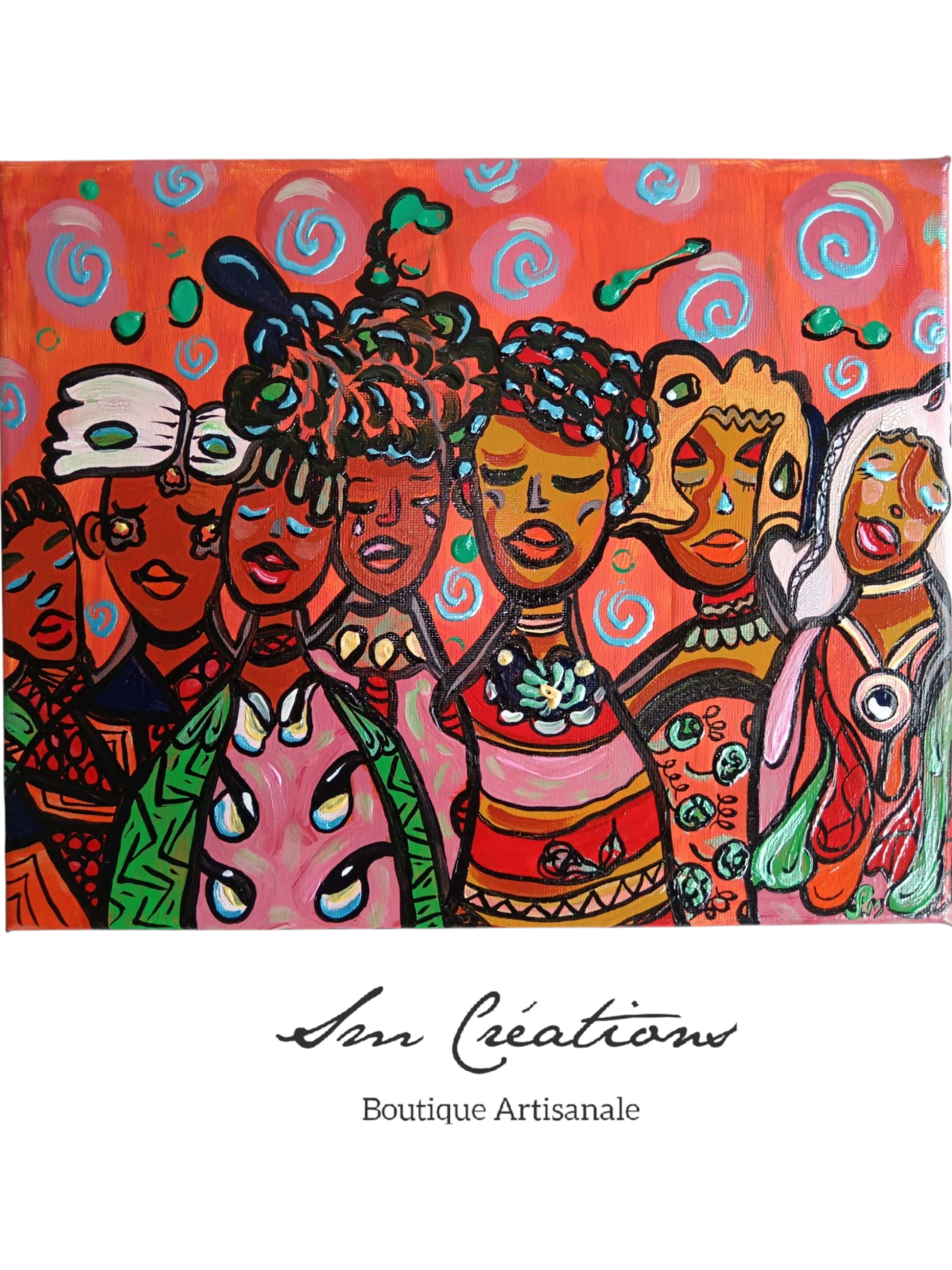 "Le collectif" Peinture acrylique 24 X 30 cm - Pièce unique originale signée avec certificat d'authenticité