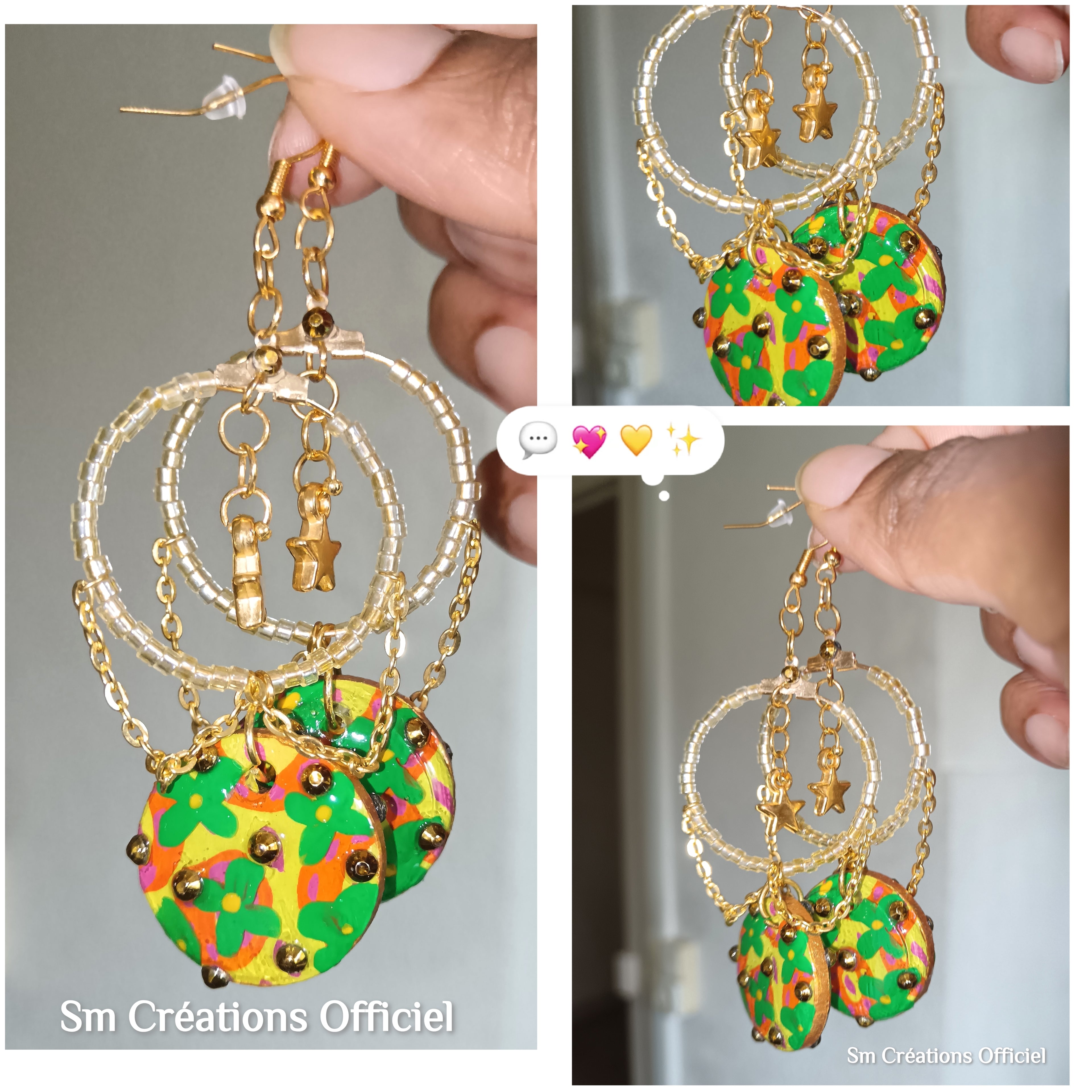 Boucle d'oreille artisanale ''Patricia'' Handmade with paint E25